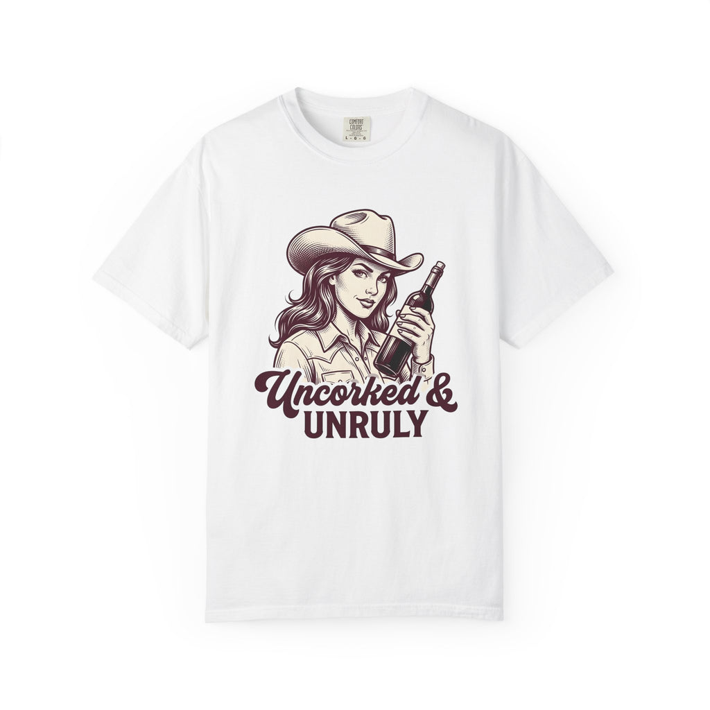 Cowgirl Wine Bottle Shirt Wine Cowboy Gift Women Sketch Tee Wine Bottle T-Shirt Wine Fan Wineglass Tshirt Rodeo Graphic Cartoon Cowboy Hat