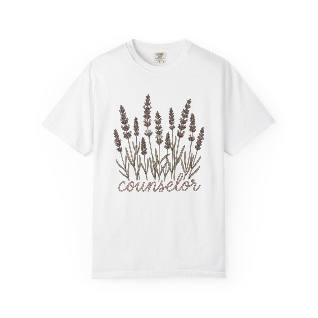 Lavender Blooms Shirt Counselor Petals Gift Women Flower Art Tee Lavender T-Shirt Therapist Fan Floral Tshirt Floral Graphic Clean