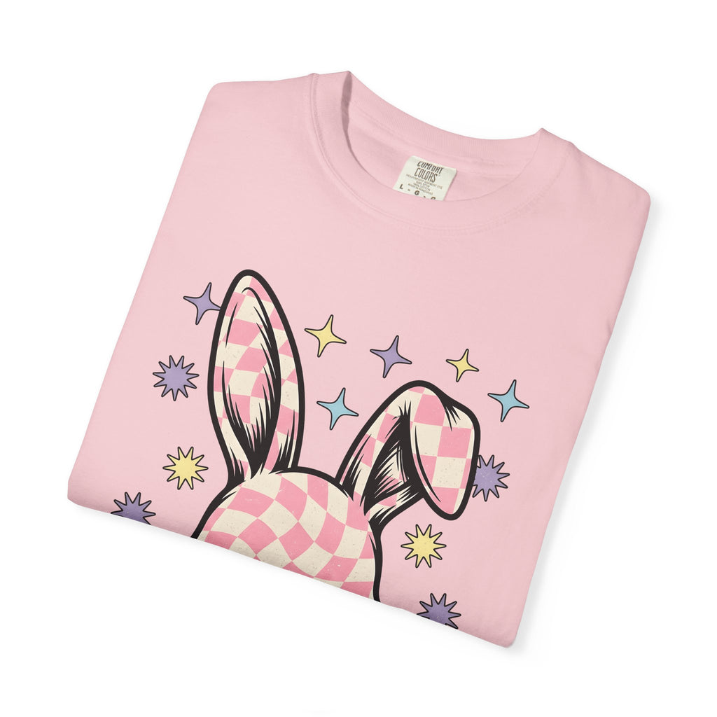 Rabbit Head Shirt Easter Fauna Gift Women Abstract Tee Bunny T-Shirt Easter Fan Hare Tshirt Wildlife Graphic Old School Glitter Tshirt