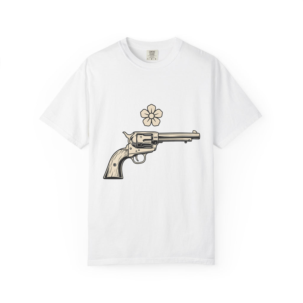 Western Pistol Shirt Cowgirl Cowboy Gift Women Retro Tee Handgun T-Shirt Cowgirl Fan Gunslinger Tshirt Cowboy Graphic Sketch Bloom Tshirt