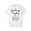 Clover Dice Shirt St Patrick's Day Cards Gift Women Line Art Tee Dice Set T-Shirt Luck Fan Minimalist Tshirt Stationery Graphic Bold Leaf