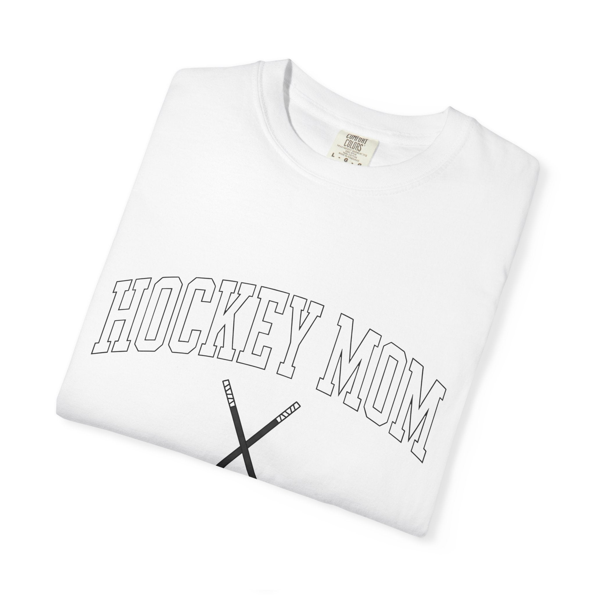 Hockey Stick Puck Shirt Hockey Mama Gift Women Thick Tee Hockey Gear T-Shirt Hockey Fan Bold Tshirt Mom Graphic Athletic Crossed Sticks