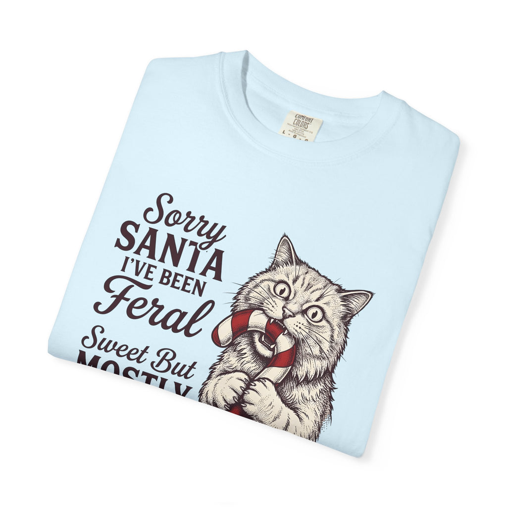 Kitten Candy Cane Shirt Cat Festive Gift Women Retro Tee Kitten T-Shirt Cat Fan Fabulous Tshirt Holiday Graphic Sketch Xmas Tshirt