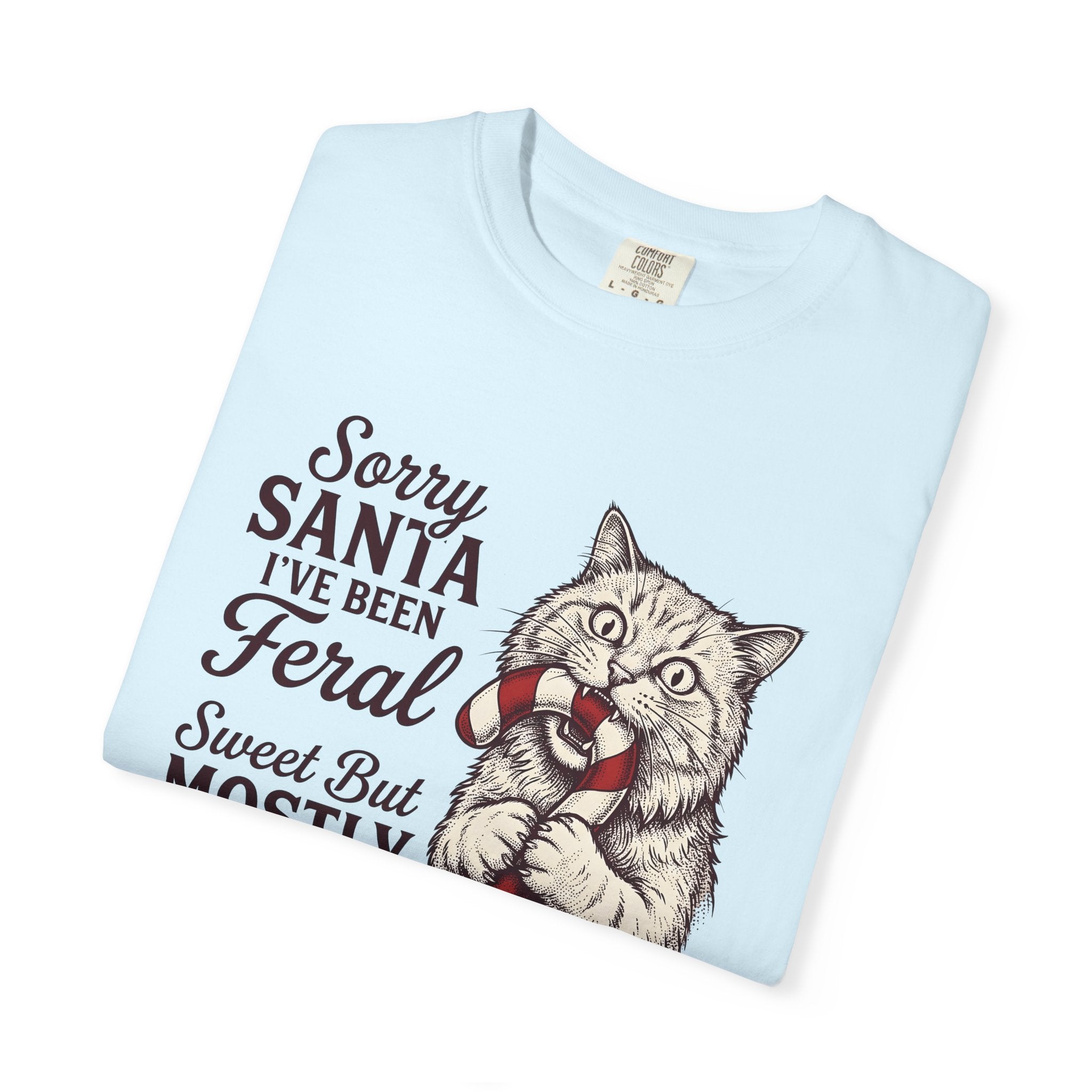Kitten Candy Cane Shirt Cat Festive Gift Women Retro Tee Kitten T-Shirt Cat Fan Fabulous Tshirt Holiday Graphic Sketch Xmas Tshirt
