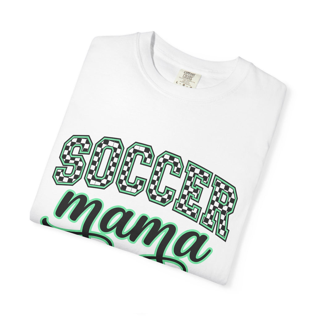 Soccer Font Shirt Moms Games Gift Women Thick Tee Football T-Shirt Mother Fan Bold Typography Tshirt Gaming Graphic Old School Plaid Design