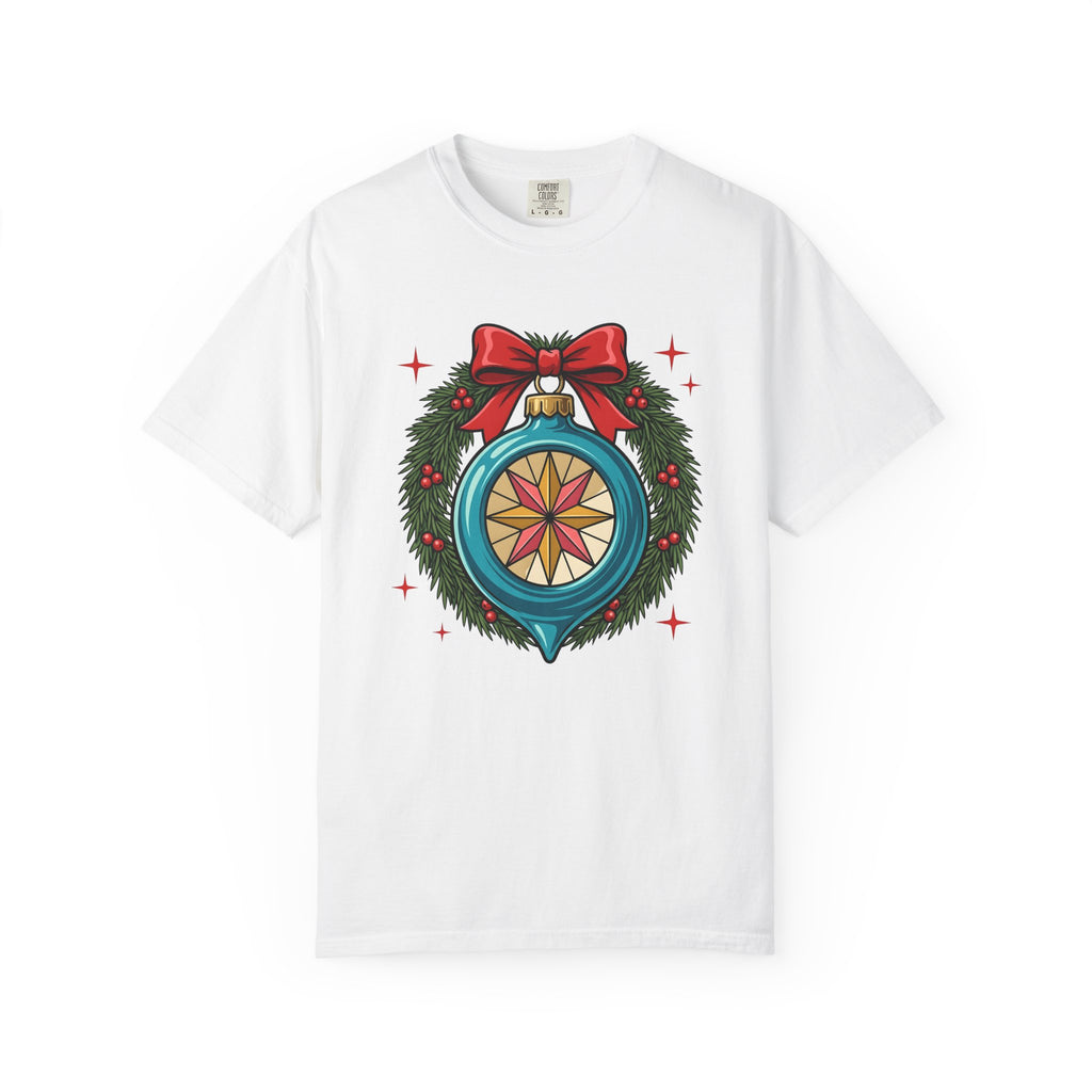 Decoration Wreath Shirt Christmas Celebration Gift Women Graphic Tee Wreath T-Shirt Christmas Fan Graphic Tshirt Party Graphic Retro Red