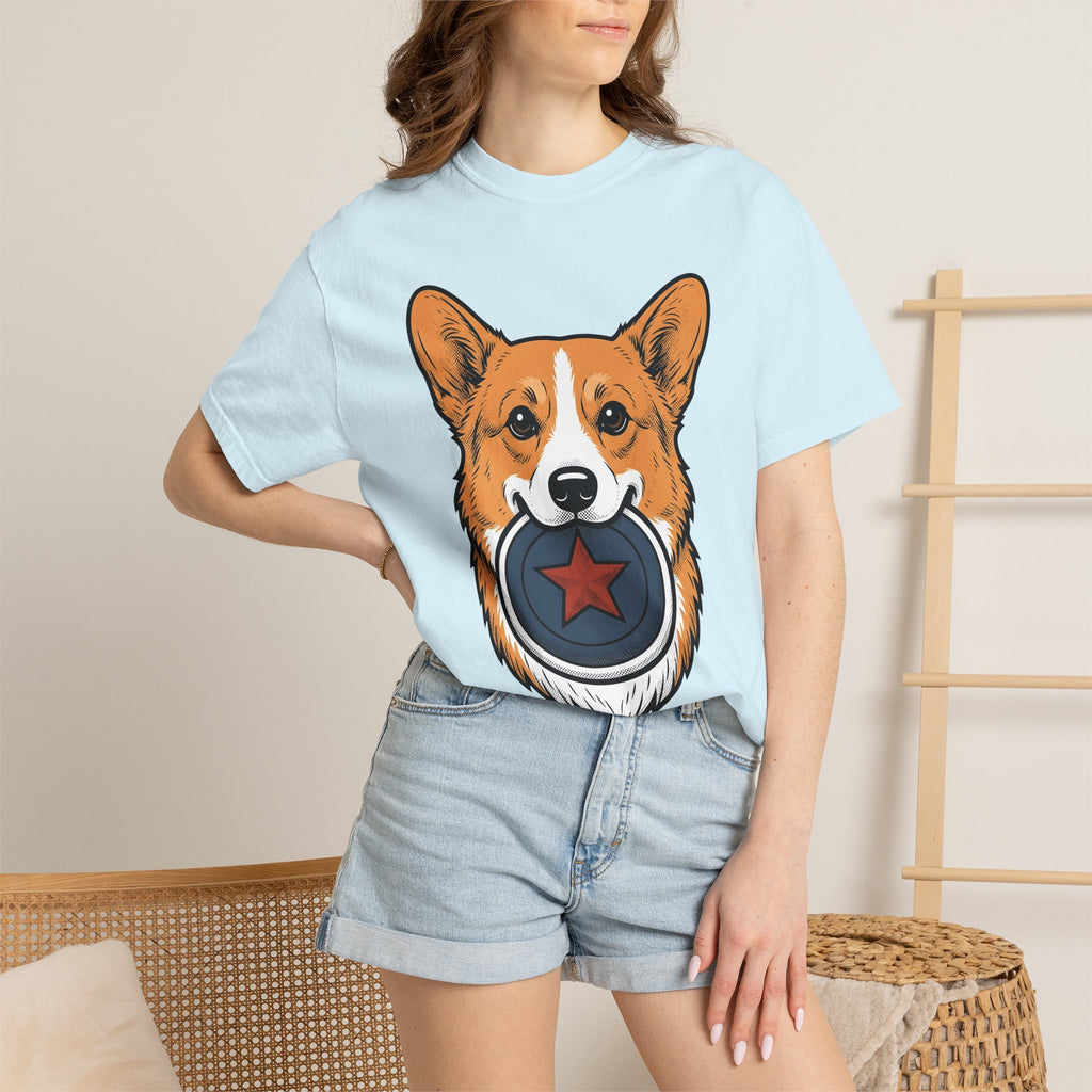 Corgi Puppy Shirt America 4Th Of July Pet Gift Women Graphic Tee Puppy T-Shirt Patriot Fan Corgi Tshirt Graphic Design Retro Star Shape