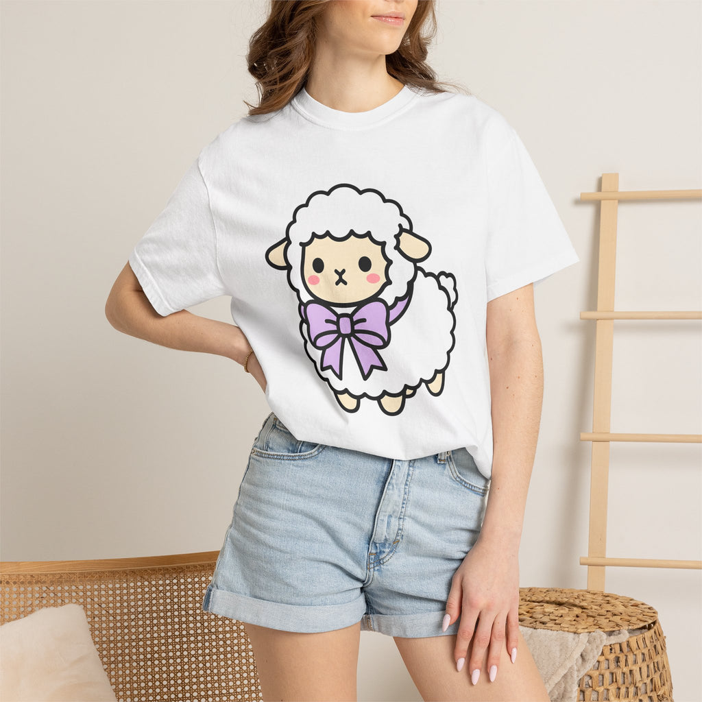 Cute Lamb Shirt Easter Creature Gift Women Adorable Tee Sheep T-Shirt Easter Fan Lamb Tshirt Beast Graphic Animated Pink Bow Tshirt