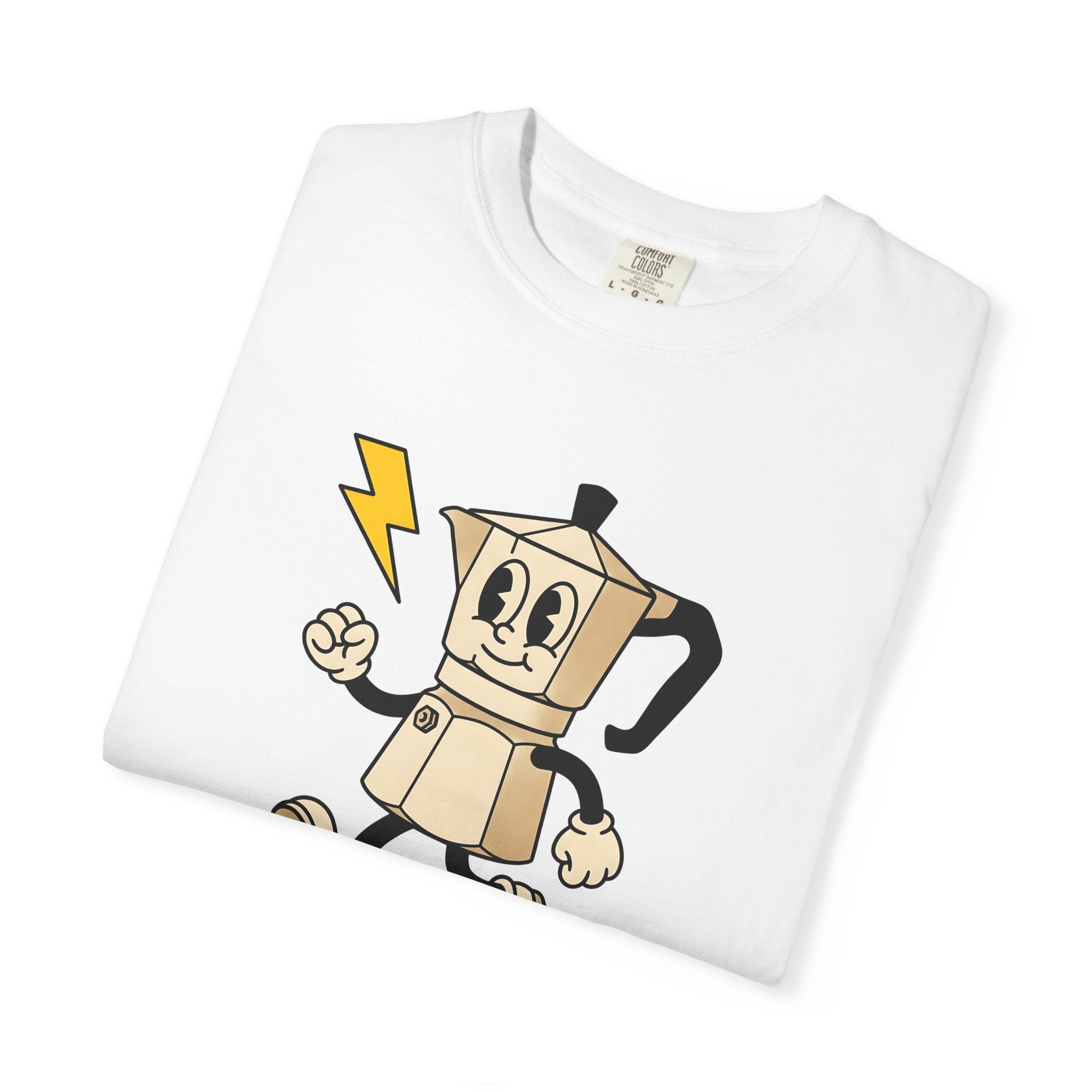 Espresso Maker Mascot Shirt Coffee Jokes Gift Women Comic Tee Coffee Machine T-Shirt Coffee Fan Cartoon Tshirt Humor Graphic Vintage Spark