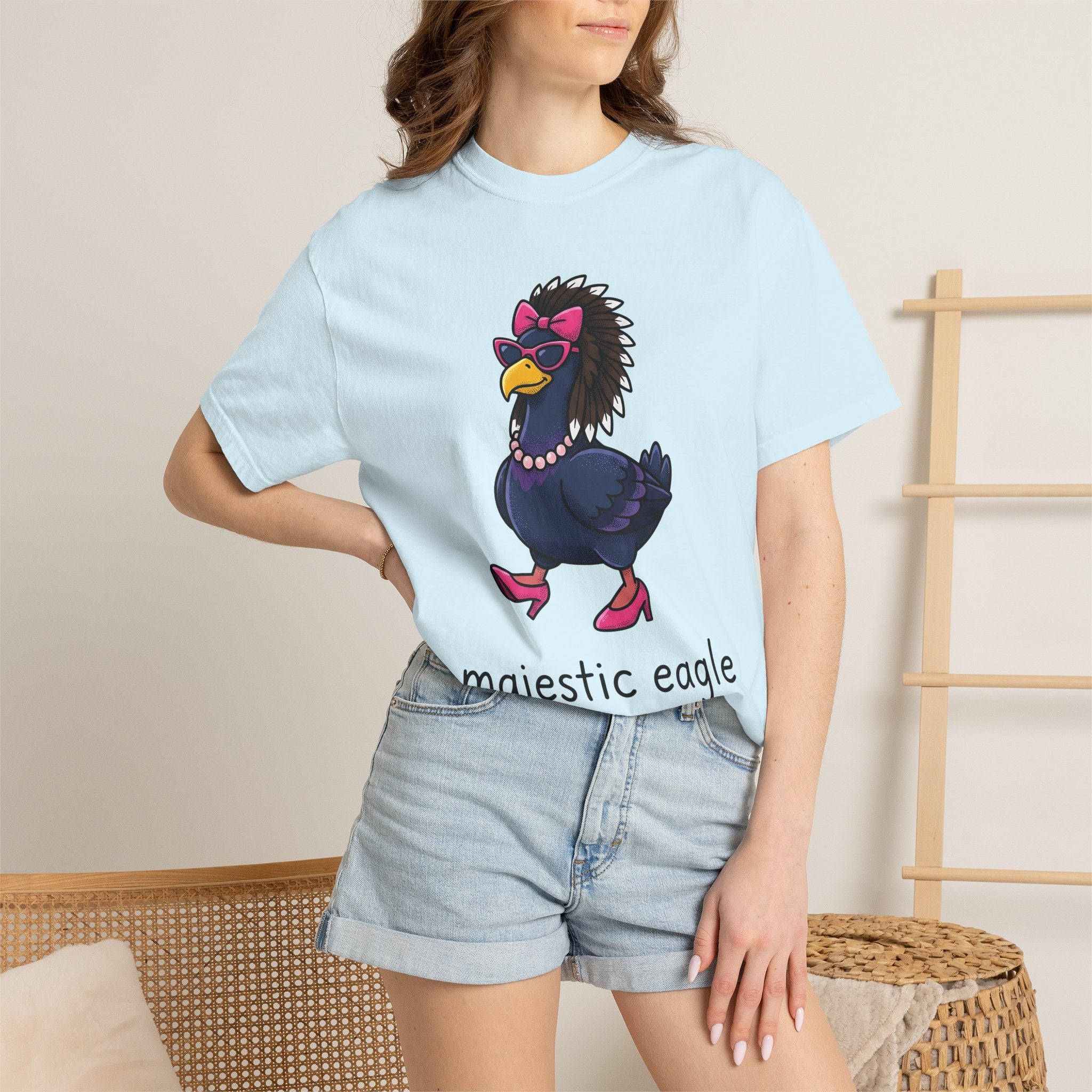 Eagle Drawing Shirt Funny Wildlife Gift Women Cartoon Tee Bald Eagle T-Shirt Comedian Fan Caricature Tshirt Animal Graphic Classic Cool