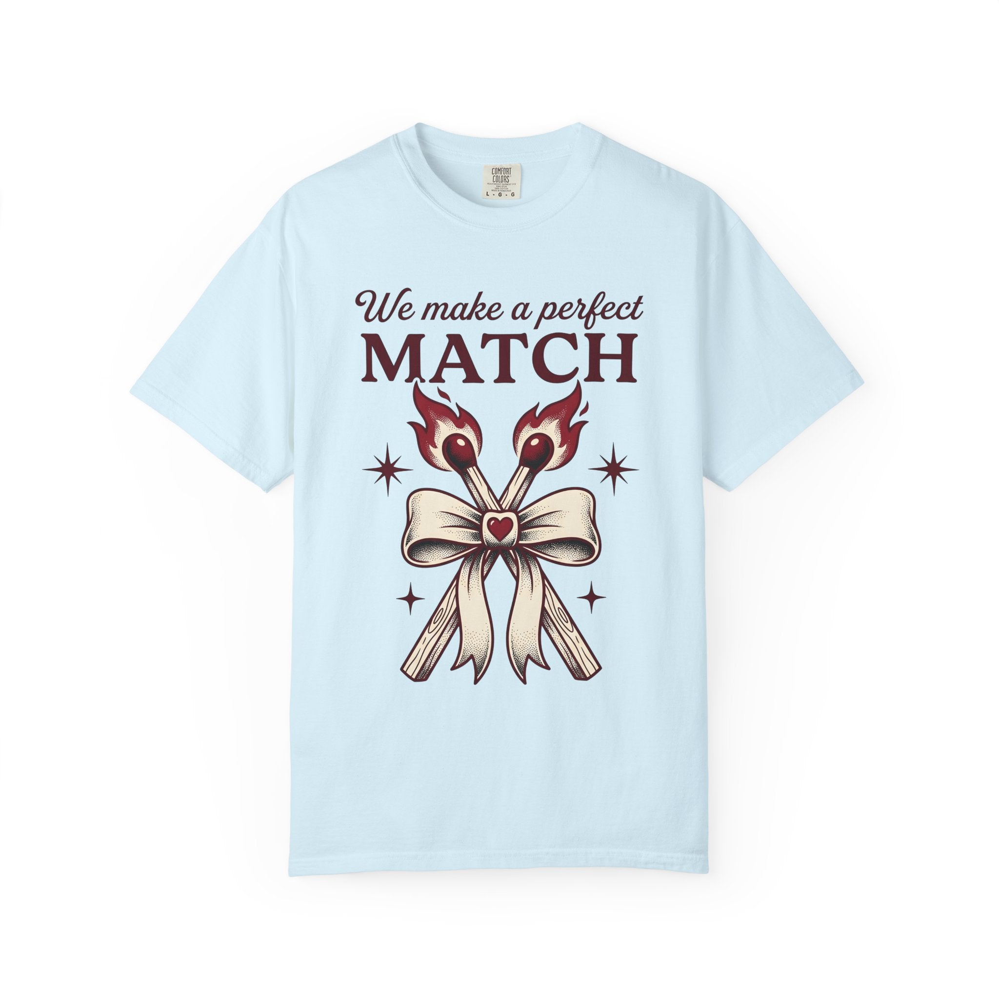 Burning Match Bow Shirt St. Valentine's Day Relationship Gift Women Traditional Tattoo Tee Matchstick T-Shirt Valentine Fan Classic Tattoo
