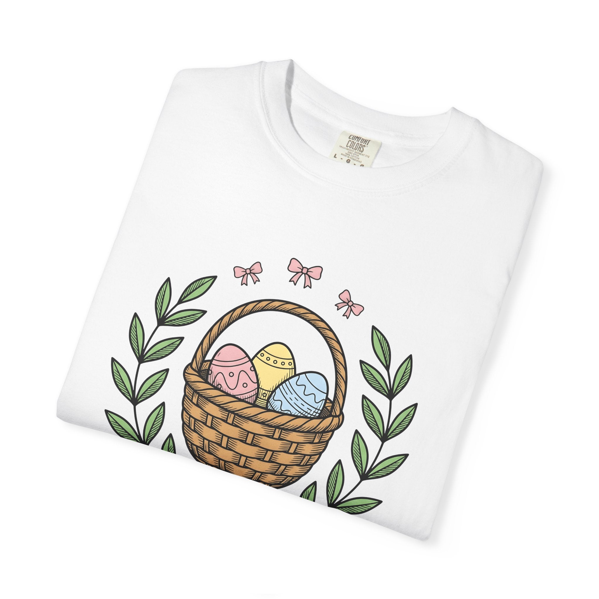 Easter Basket Shirt Easter Holiday Gift Women Hand Drawn Tee Easter Basket T-Shirt Easter Enthusiast Illustrated Graphic Holiday Design