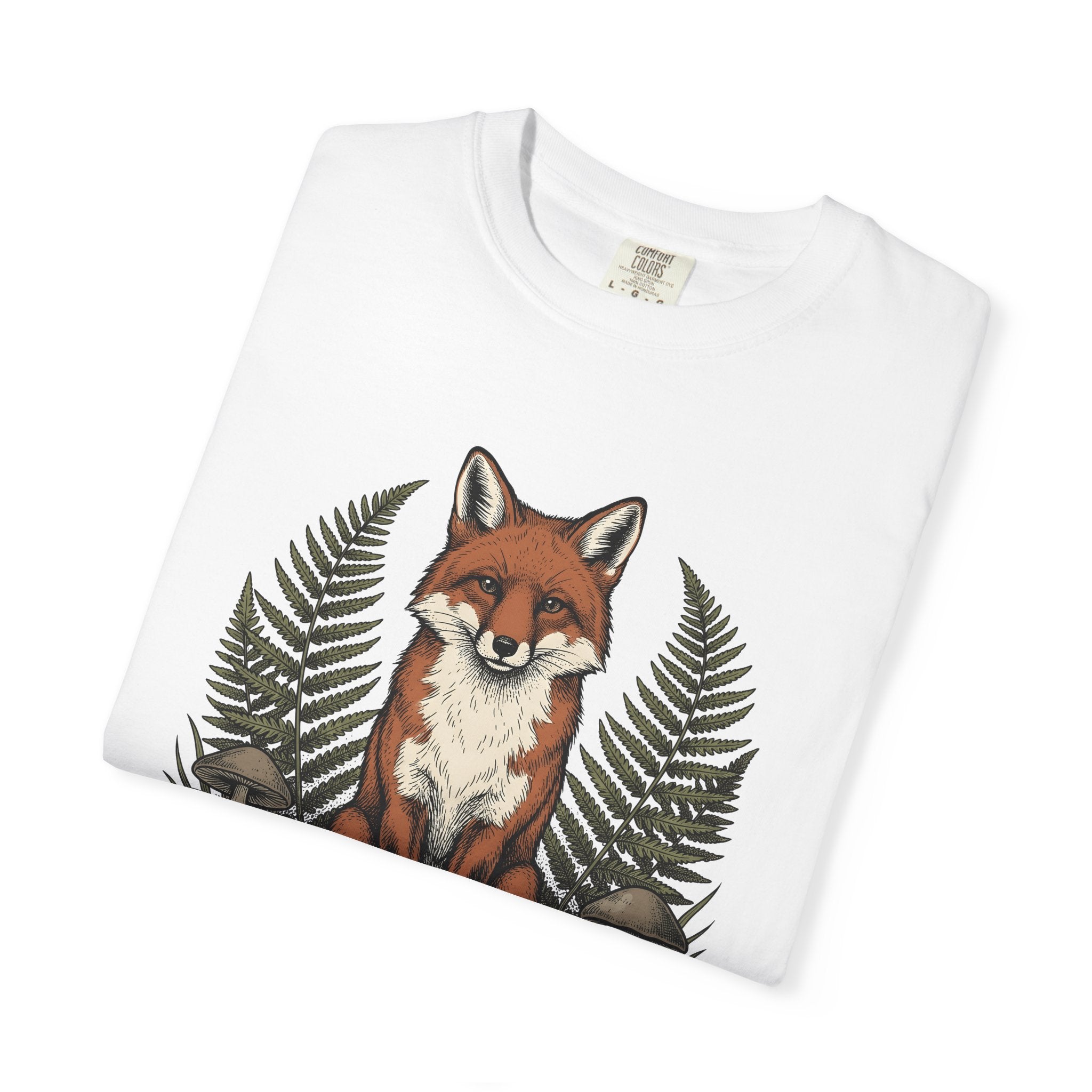 Fox Shirt Animals Woods Gift Women Retro Tee Vixen T-Shirt Wildlife Fan Vintage Tshirt Forest Graphic Sketch Toadstools Tshirt