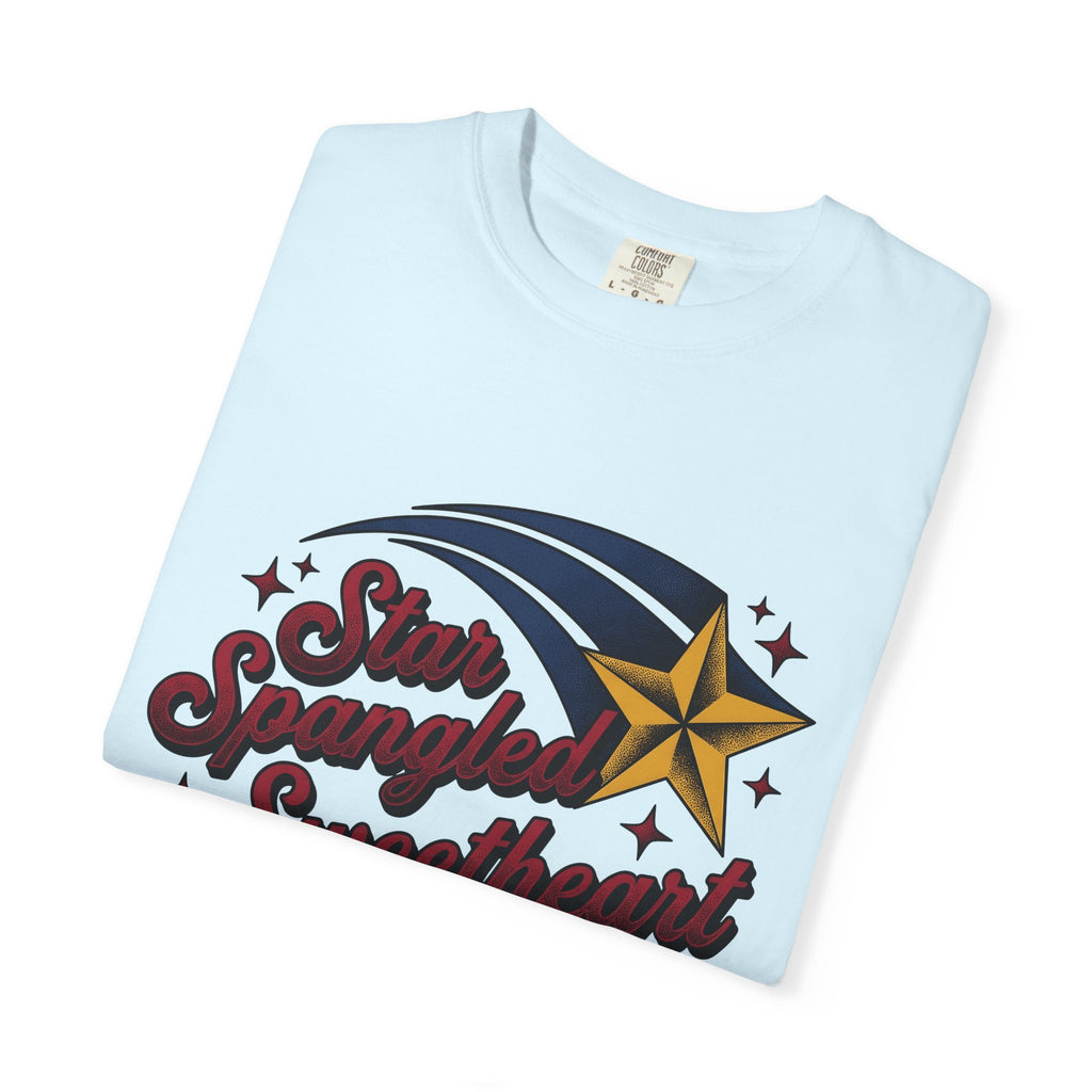Shooting Star Shirt 4th Of July Flag Gift Women Graphic Tee Meteor T-Shirt Independence Fan Illustrated Design Patriotic Graphic Vintage