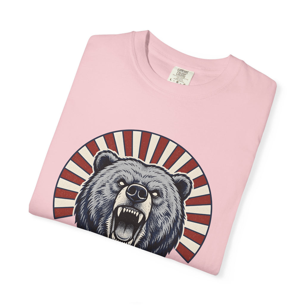 Bear Head Shirt America Patriotic Gift Women Bold Graphic Tee Bear T-Shirt American Fan Graphic Tshirt Star Graphic Vintage Sunburst Tshirt