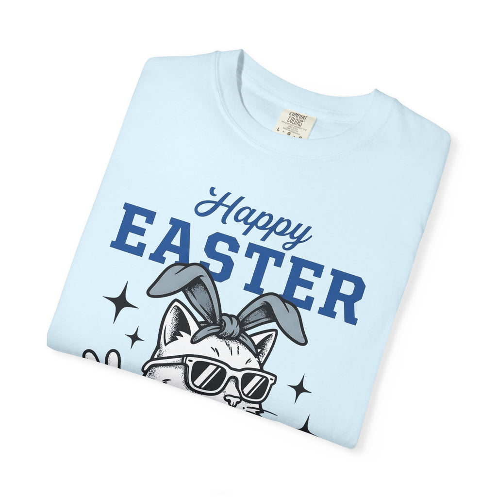Kitty Bunny Ears Shirt Easter Felines Gift Women Hand Drawn Tee Bunny Ears T-Shirt Easter Fan Cartoon Tshirt Cat Graphic Old School Eyewear