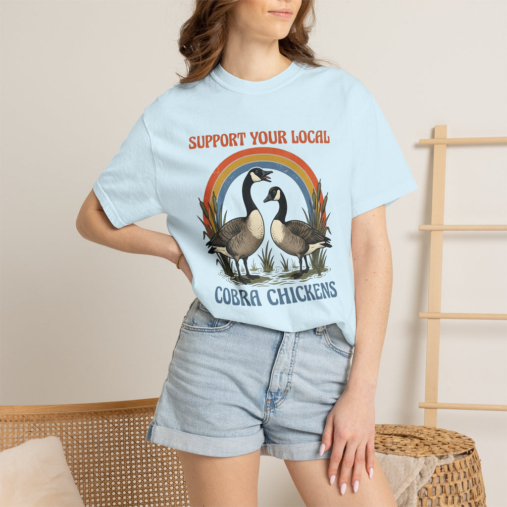 Canada Geese Shirt Funny Wildlife Gift Women Retro Tee Goose T-Shirt Humor Fan Vintage Tshirt Animal Graphic Hand Drawn Rainbow Tshirt