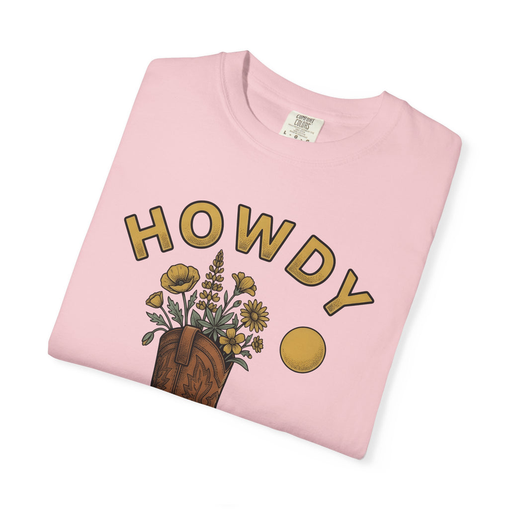 Riding Boot Shirt Cowgirl Farm Gift Women Antique Tee Riding Boots T-Shirt Rodeo Fan Vintage Tshirt Ranch Graphic Doodle Wild Blooms Tshirt