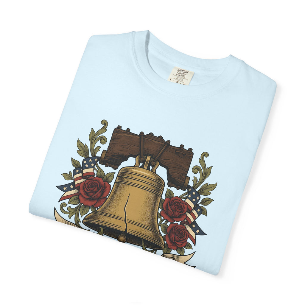 Freedom Chime Shirt America Flag Gift Women Heritage Tee Bell T-Shirt Patriot Fan Traditional Tshirt Banner Graphic Vintage Red Buds Tshirt