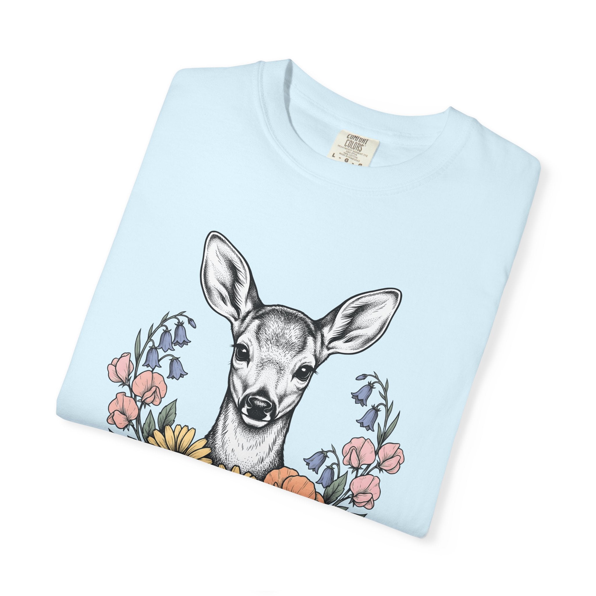 Deer Floral Shirt Animals Nature Gift Women Botanical Tee Fawn T-Shirt Wildlife Fan Botanical Illustration Environmental Graphic Vintage