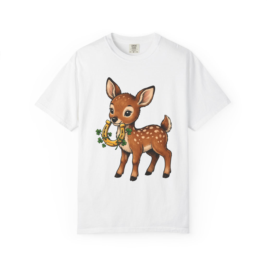 Newborn Deer Shirt St Patrick's Day Fauna Gift Women Lovable Tee Fawn T-Shirt Shamrock Fan Cute Tshirt Wildlife Graphic Classic Luck Symbol