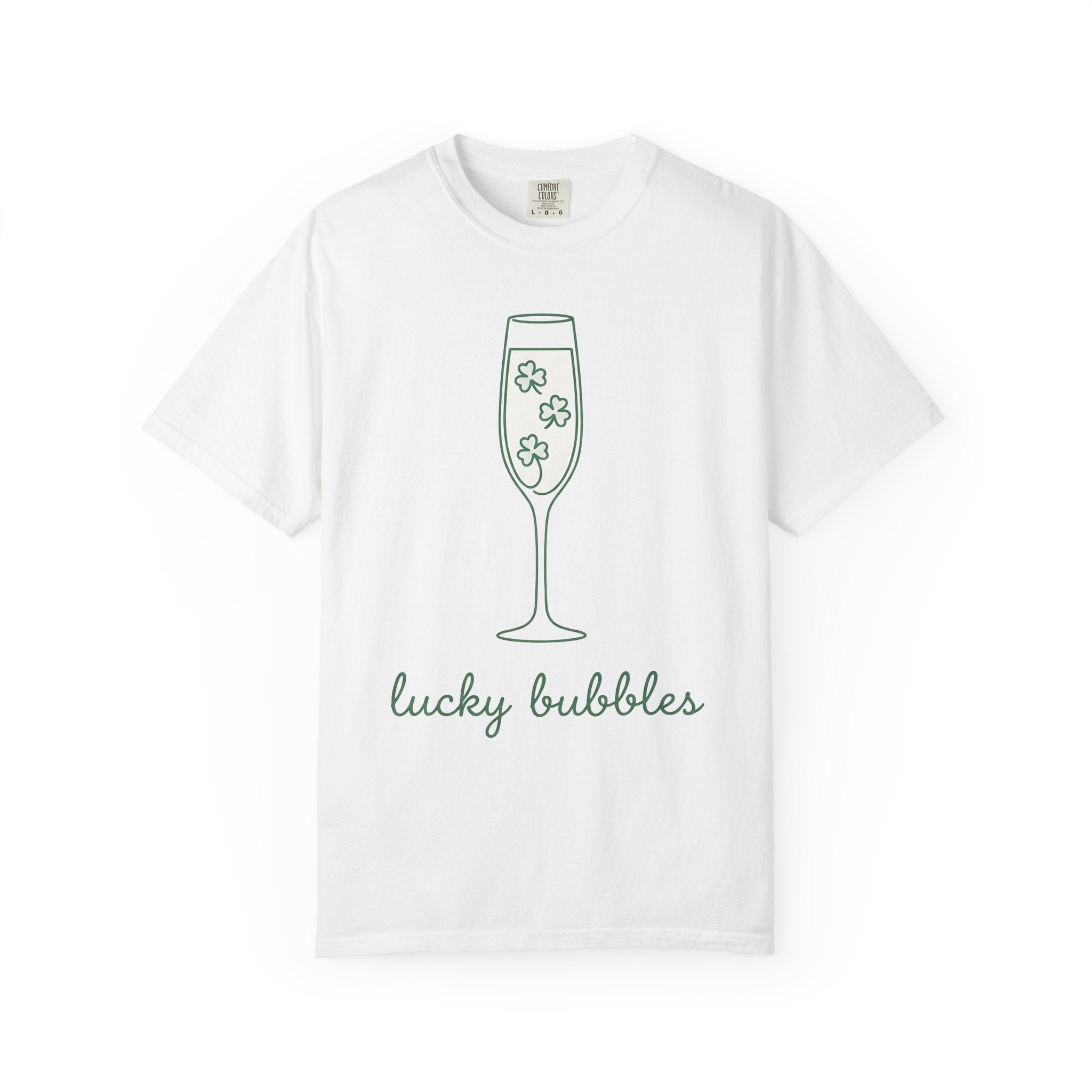 Champagne Flute Shirt St Patrick's Day Celebration Gift Women Simple Tee Champagne Glass T-Shirt Irish Fan Minimalist Tshirt Party Graphic