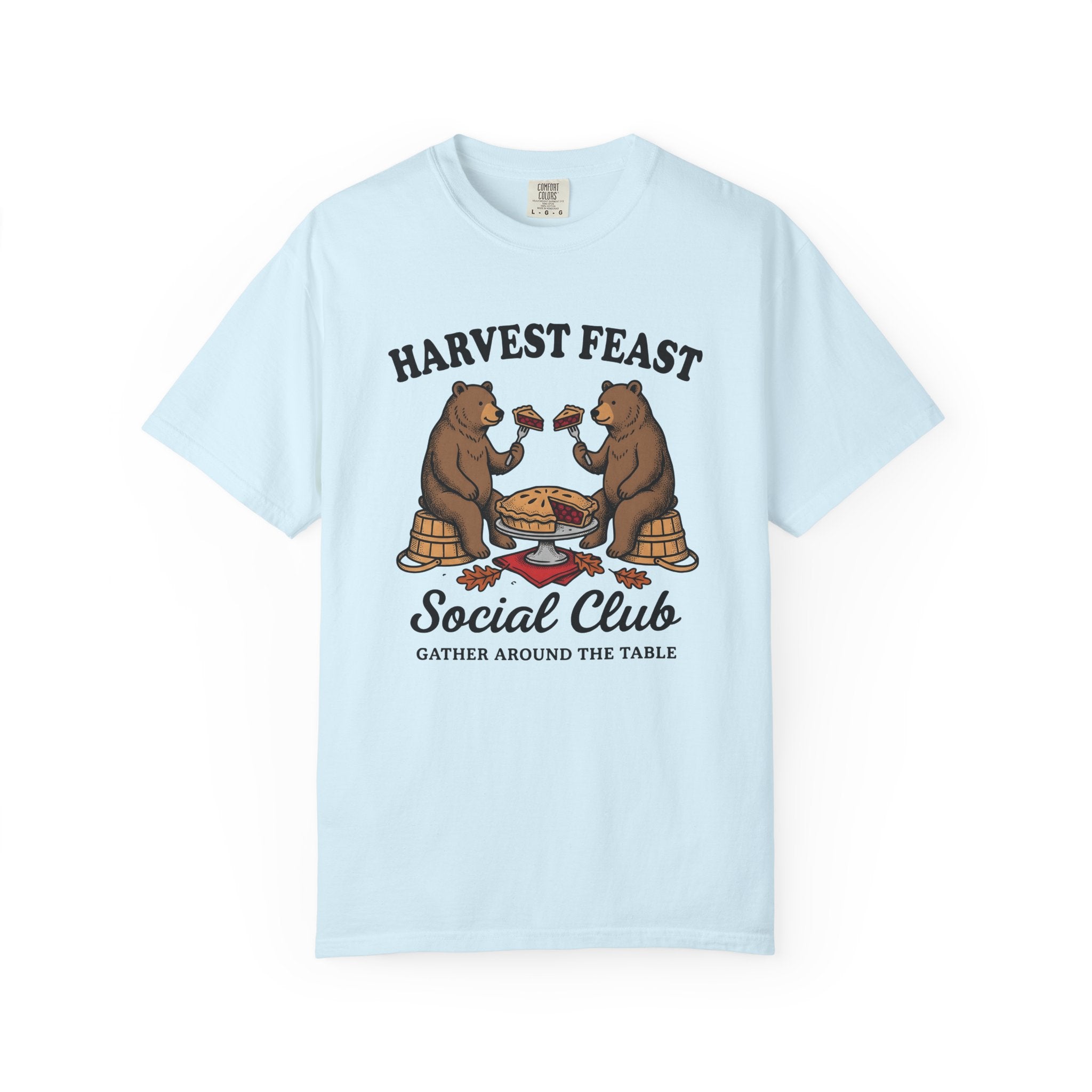 Bear Pie Shirt Harvest Thanksgiving Gift Women Vintage Tee Pie T-Shirt Autumn Fan Retro Tshirt Turkey Graphic Hand Drawn Autumn Leaves