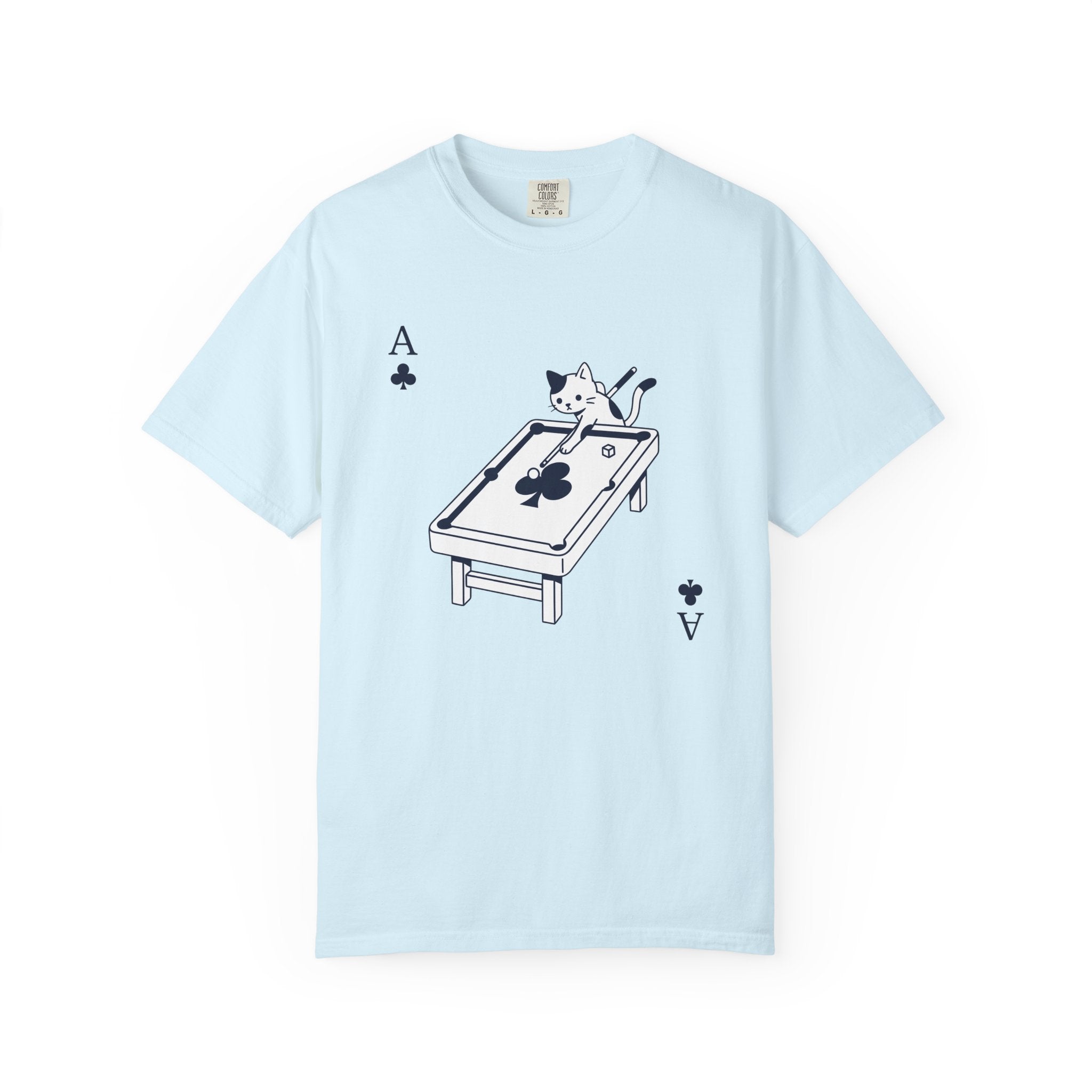 Cat Pool Table Shirt Cat Gaming Gift Women Kawaii Tee Billiard Table T-Shirt Cat Fan Anime Tshirt Gamer Graphic Minimal Playing Card Tshirt