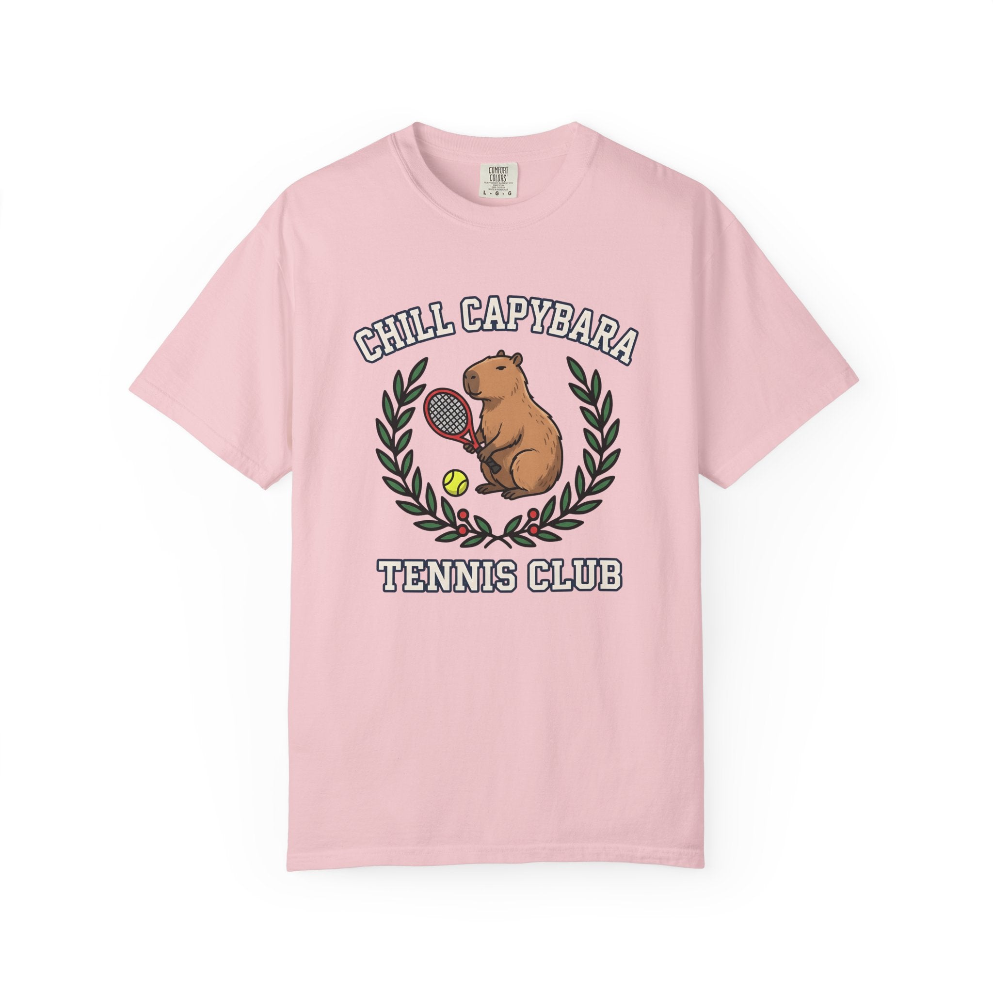 Capybara Tennis Shirt Sports Fauna Gift Women Illustration Tee Rodent T-Shirt Athlete Fan Wildlife Graphic Tshirt Sketch Garland Tshirt