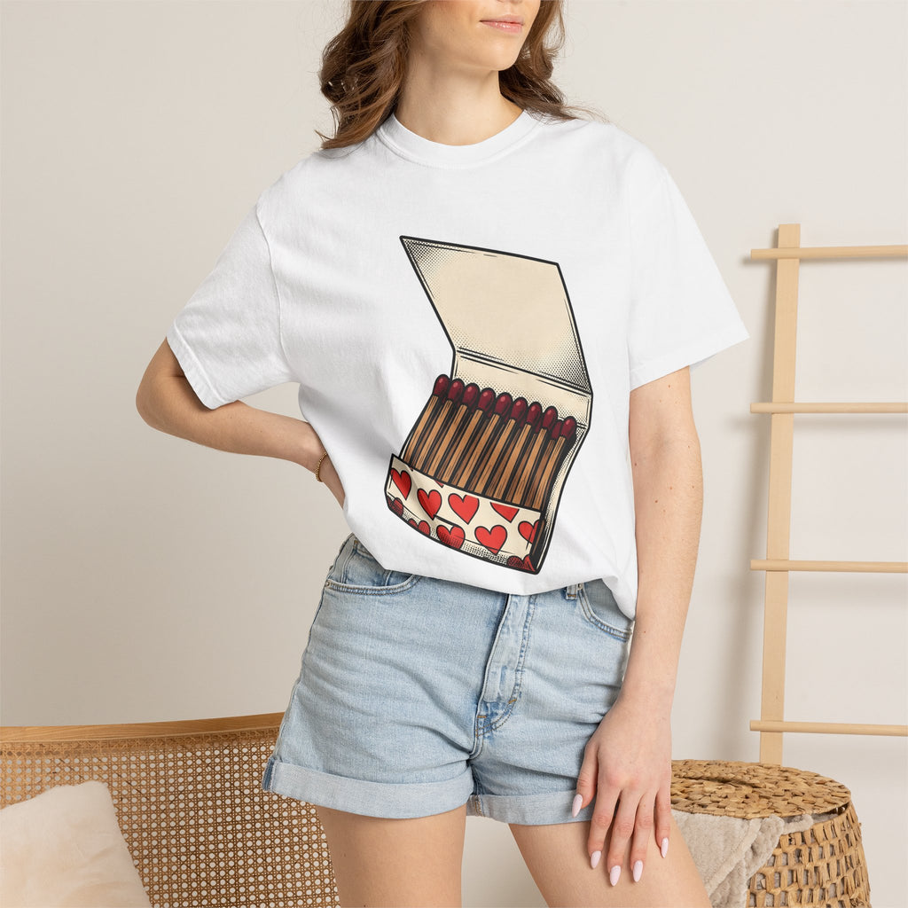 Matchbox Hearts Shirt St. Valentine's Day Romance Gift Women Pop Art Tee Matchboxes T-Shirt Valentine Fan Pop Artistic Tshirt Love Graphic
