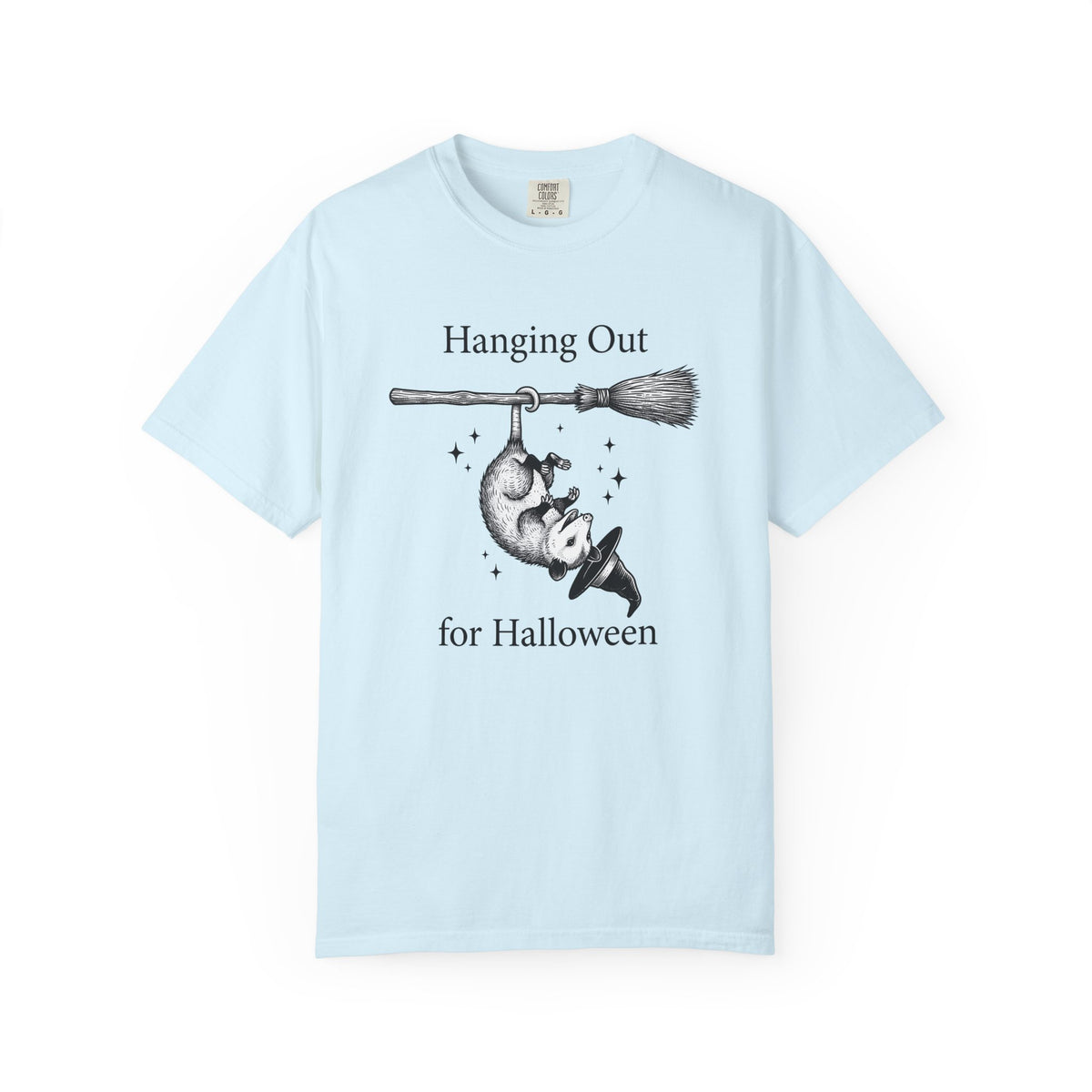 Possum Flying Broom Shirt Halloween Creatures Unisex Gift Line Art Tee Opossum