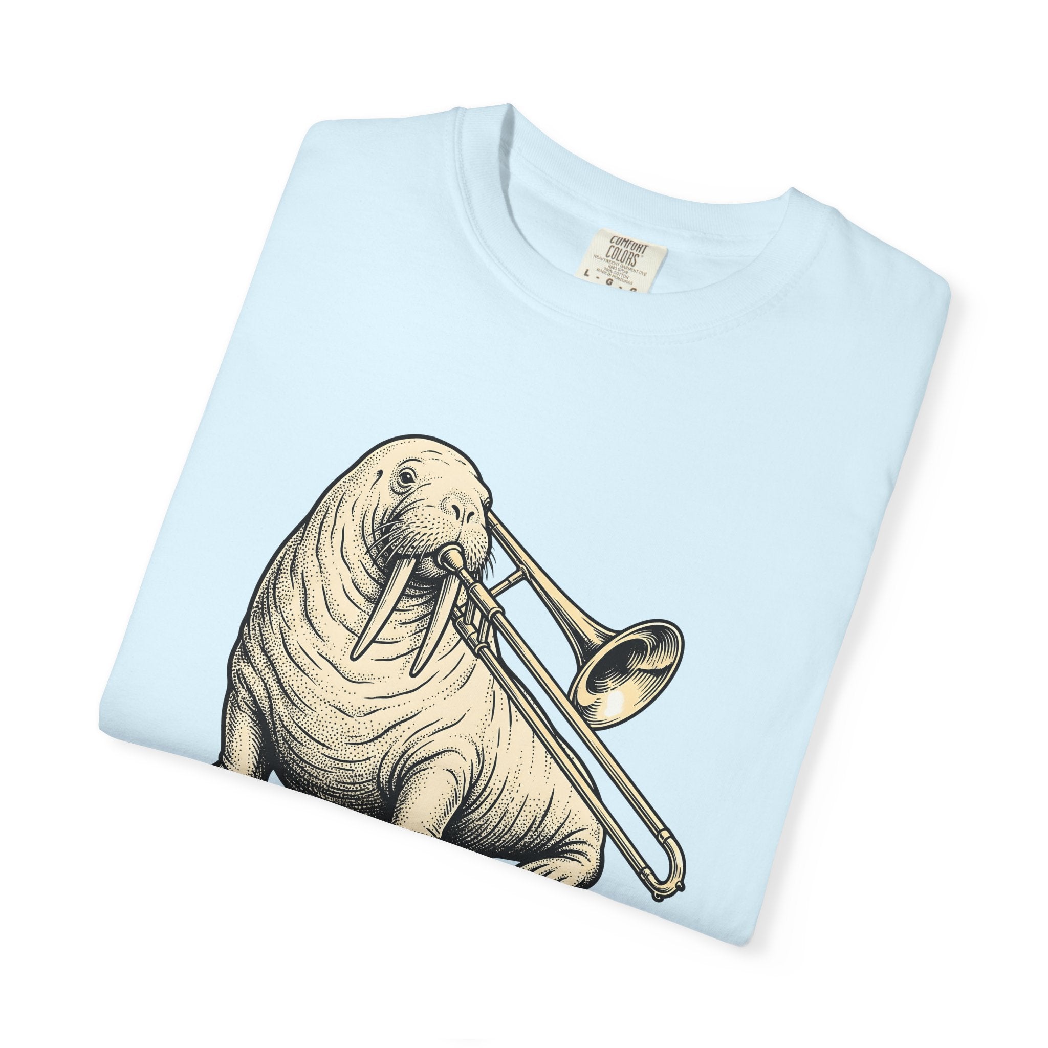 Walrus Trombone Shirt Animals Music Gift Women Vintage Tee Tusk T-Shirt Wildlife Fan Retro Tshirt Melody Graphic Hand Drawn Musical