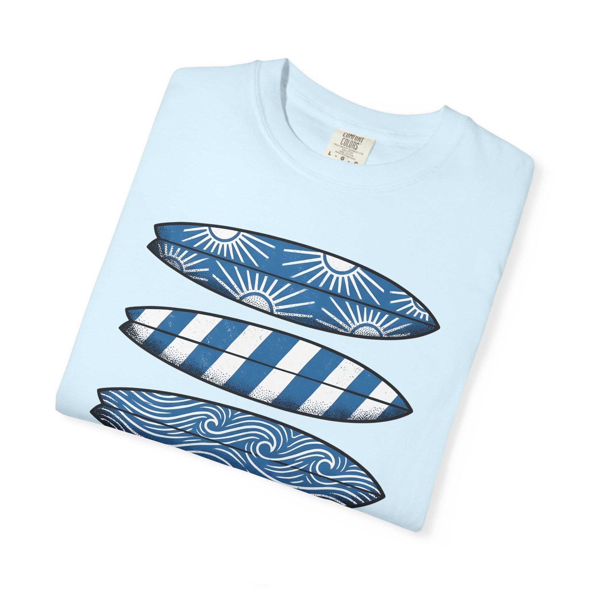 Surfboard Stack Shirt Surfing Coast Gift Women Folk Tee Surfboards T-Shirt Surfer Fan Handmade Tshirt Coastal Graphic Old School Abstract