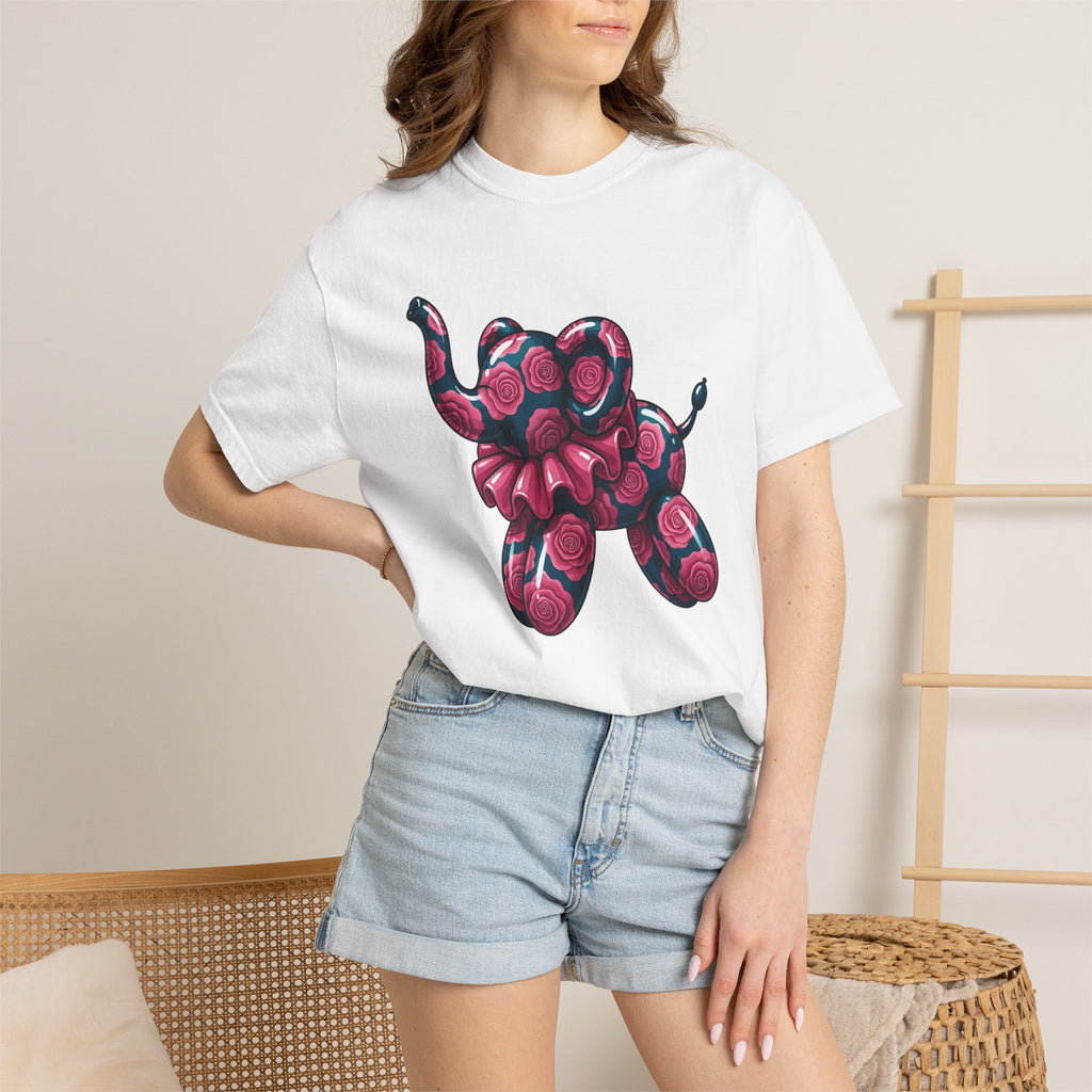 Balloon Elephant Shirt Cute Animal Gift Women Kawaii Tee Balloon Animal T-Shirt Adorable Fan Cute Illustration Creature Graphic Cartoon Rose