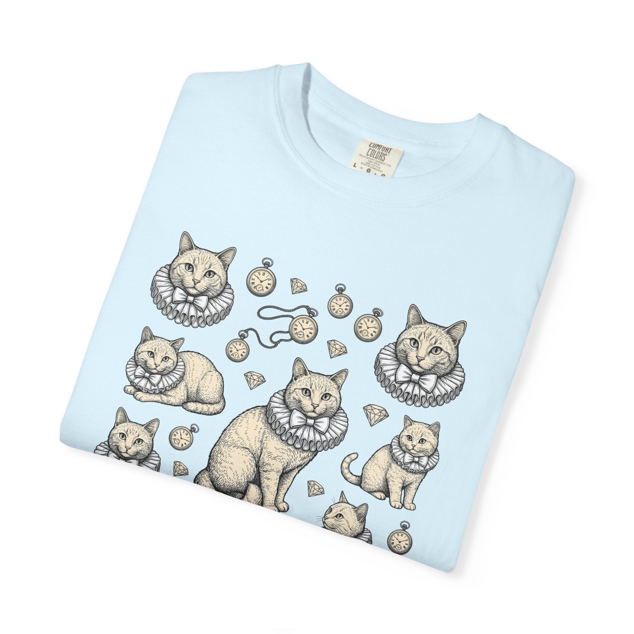 Noble Cat Shirt Cat Wildlife Gift Women Rustic Tee Kitty T-Shirt Cat Fan Feline Tshirt Animal Graphic Outline Pocket Timepiece Tshirt