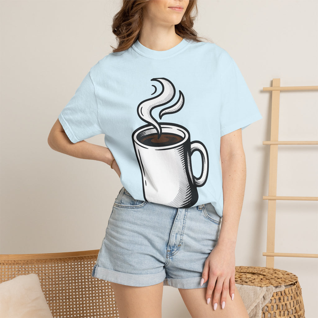 Java Mug Shirt Coffee Morning Gift Women Graphic Tee Mug T-Shirt Coffee Fan Caffeine Tshirt Morning Design Line Art Vapor Tshirt