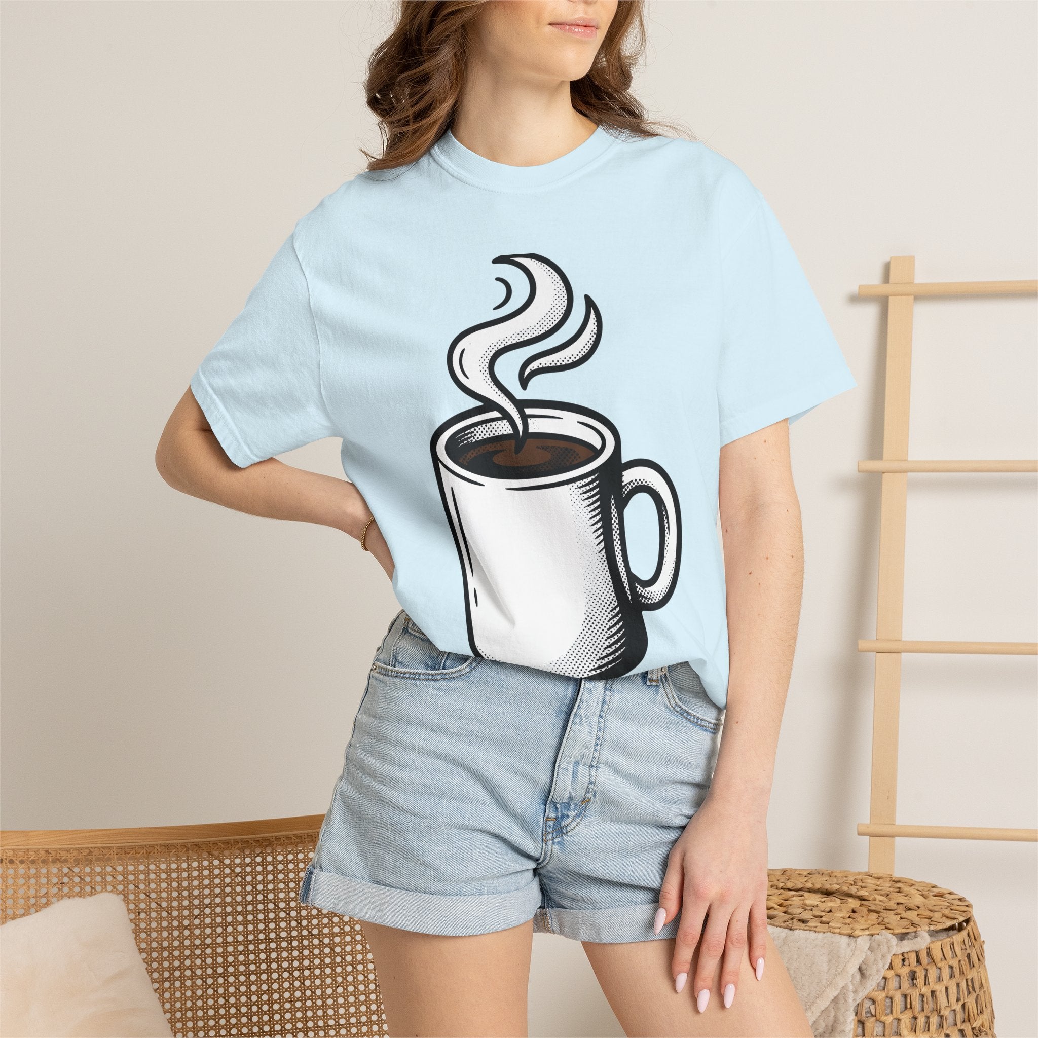 Java Mug Shirt Coffee Morning Gift Women Graphic Tee Mug T-Shirt Coffee Fan Caffeine Tshirt Morning Design Line Art Vapor Tshirt