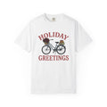 Bike Gifts Shirt Christmas Seasonal Gift Women Nostalgic Tee Bicycle T-Shirt Xmas Fan Holiday Graphic Tshirt Pencil Sketch Red Flower Tshirt