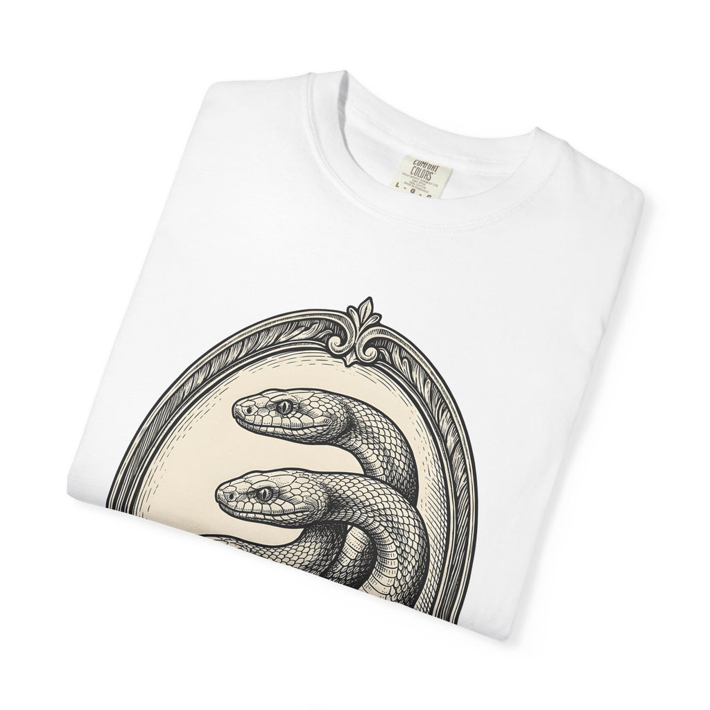 Tri Head Snake Shirt Boho Chic Eerie Gift Women Illustrative Tee Serpent T-Shirt Bohemian Fan Artistic Tshirt Spooky Graphic Sketch Ornate