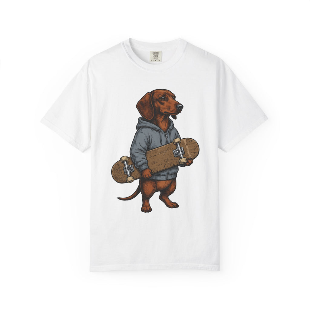 Dachshund Skateboard Shirt Dog Cruiser Gift Women Animated Tee Wiener Dog T-Shirt Dog Fan Cartoon Tshirt Cruiser Graphic Old School Pullover