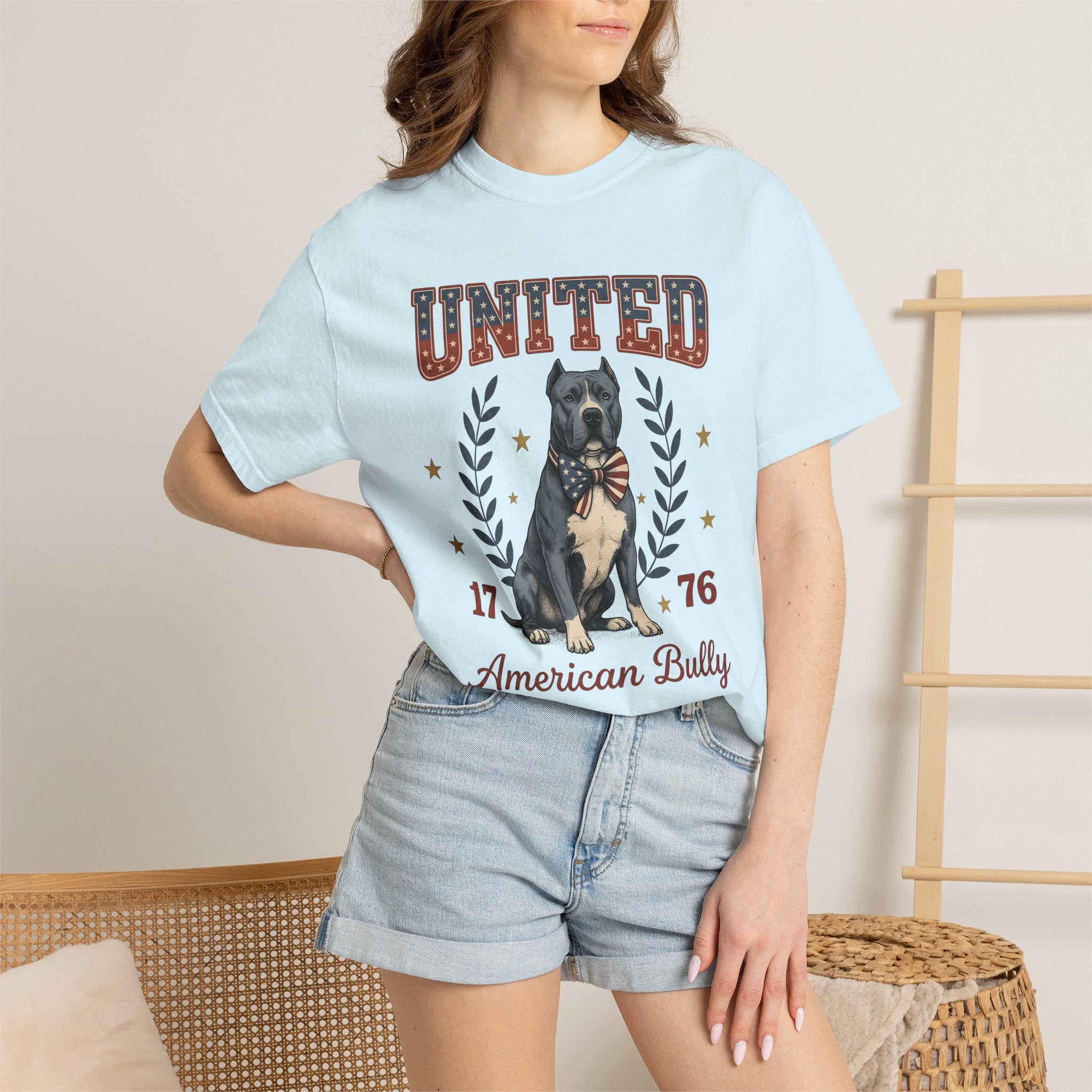 Bully Breed Shirt America 4Th Of July Heritage Gift Women Hand Drawn Tee Pitbull T-Shirt Patriot Fan Illustrated Tshirt Traditional Graphic