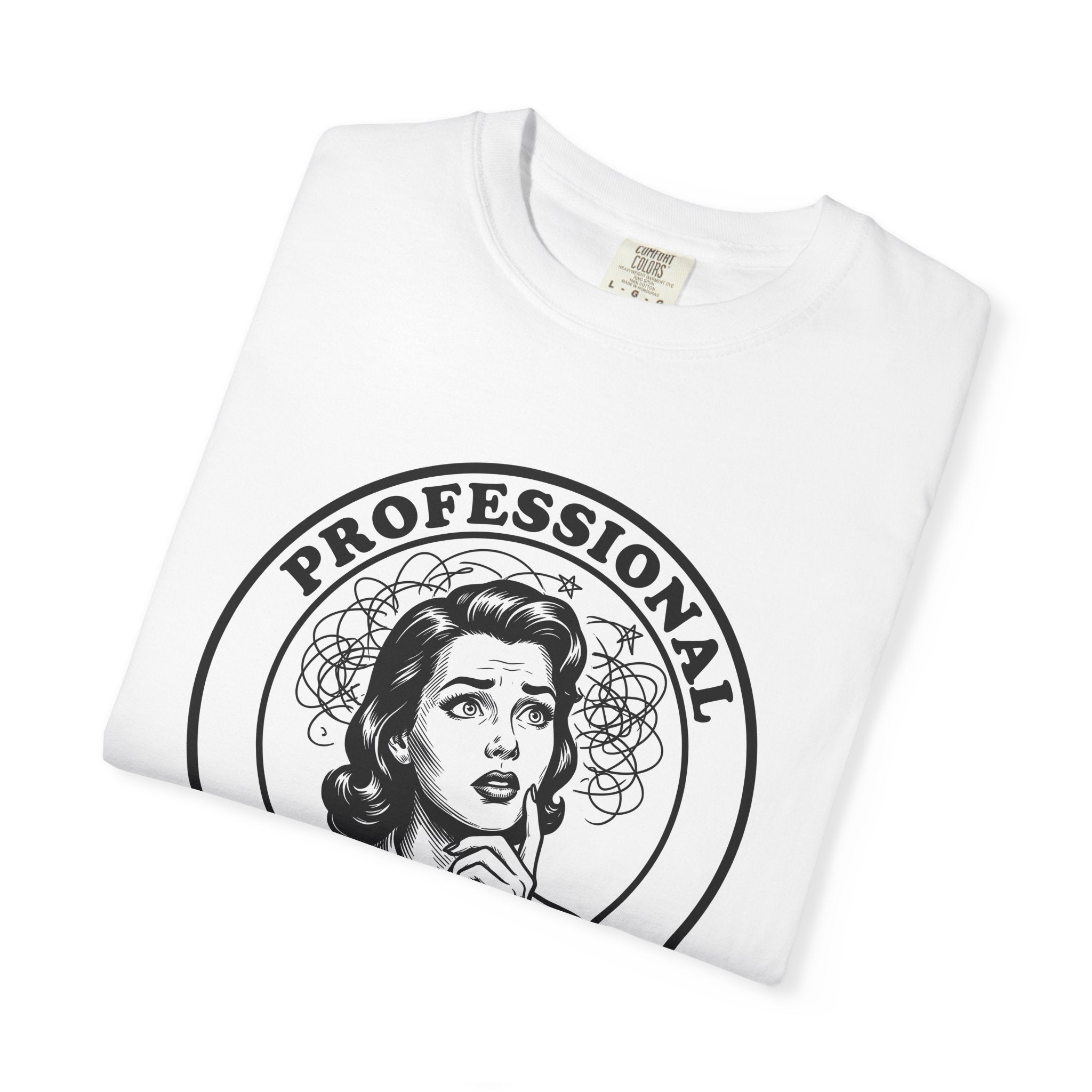 Old Woman Face Shirt Funny Witty Gift Women Line Art Tee Granny T-Shirt Humor Fan Tattoo Tshirt Sarcastic Graphic Distressed Swirl Design