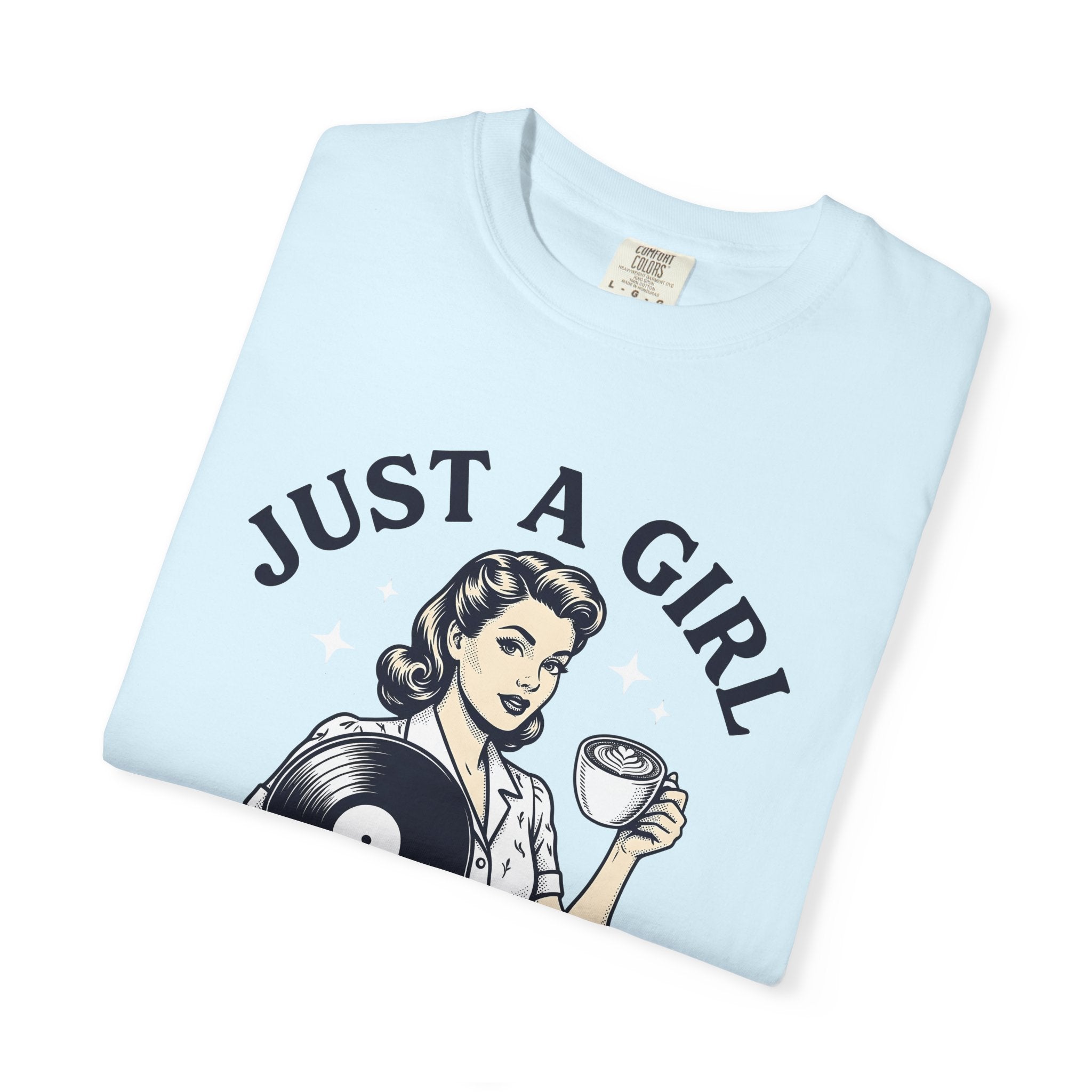 Nostalgic Female Coffee Disc Shirt Coffee Tunes Gift Women Antique Tee Coffee Saucer T-Shirt Java Fan Vintage Tshirt Music Graphic Cartoon