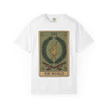 Tarot Deck Shirt Boho Chic Mysticism Gift Women Retro Tee Oracle Cards T-Shirt Bohemian Enthusiast Vintage Tshirt Spiritual Graphic Sketch