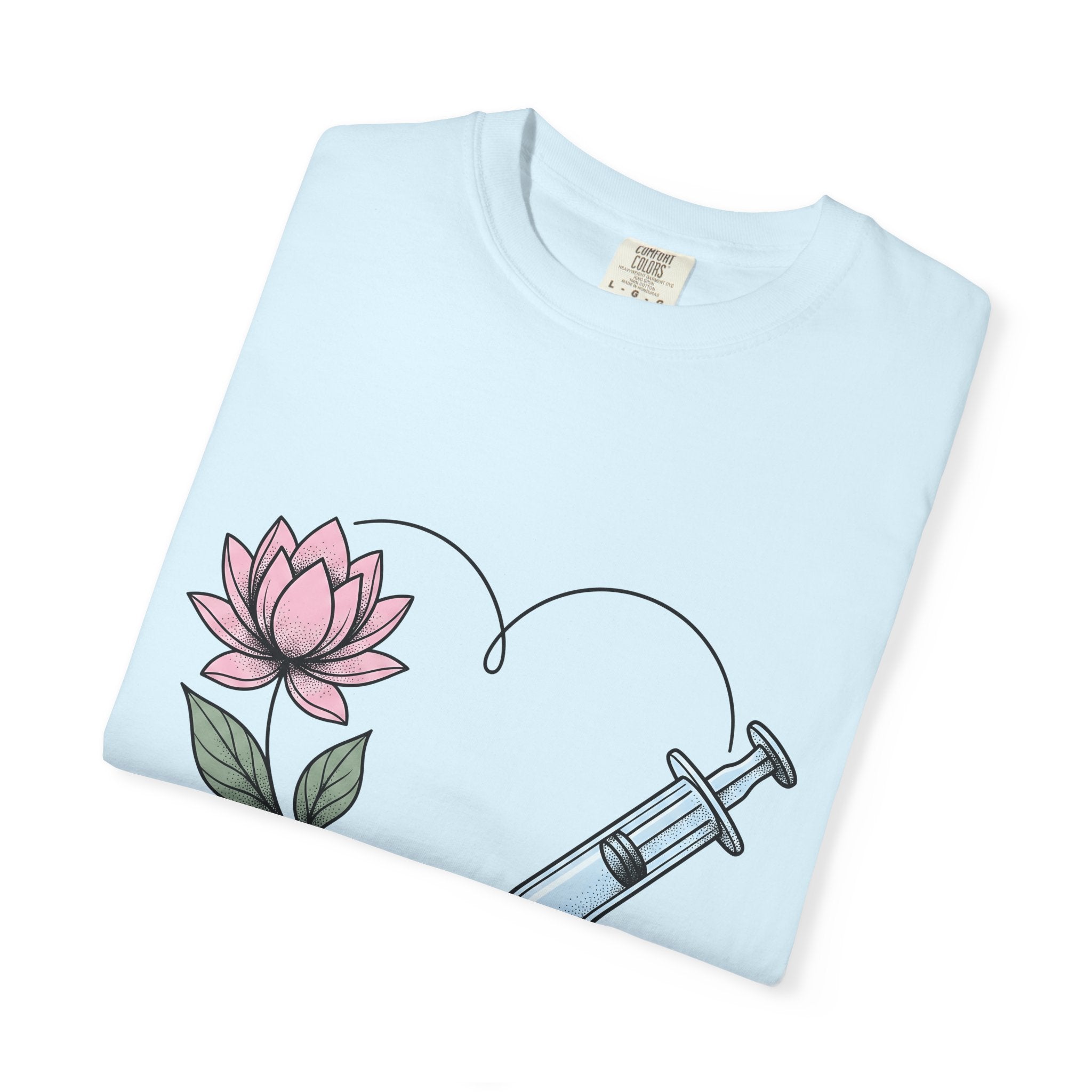 Hypodermic Flower Heart Shirt Nurse Therapy Gift Women Old School Tee Syringe T-Shirt Rn Fan Vintage Tshirt Counseling Graphic Neat Lotus