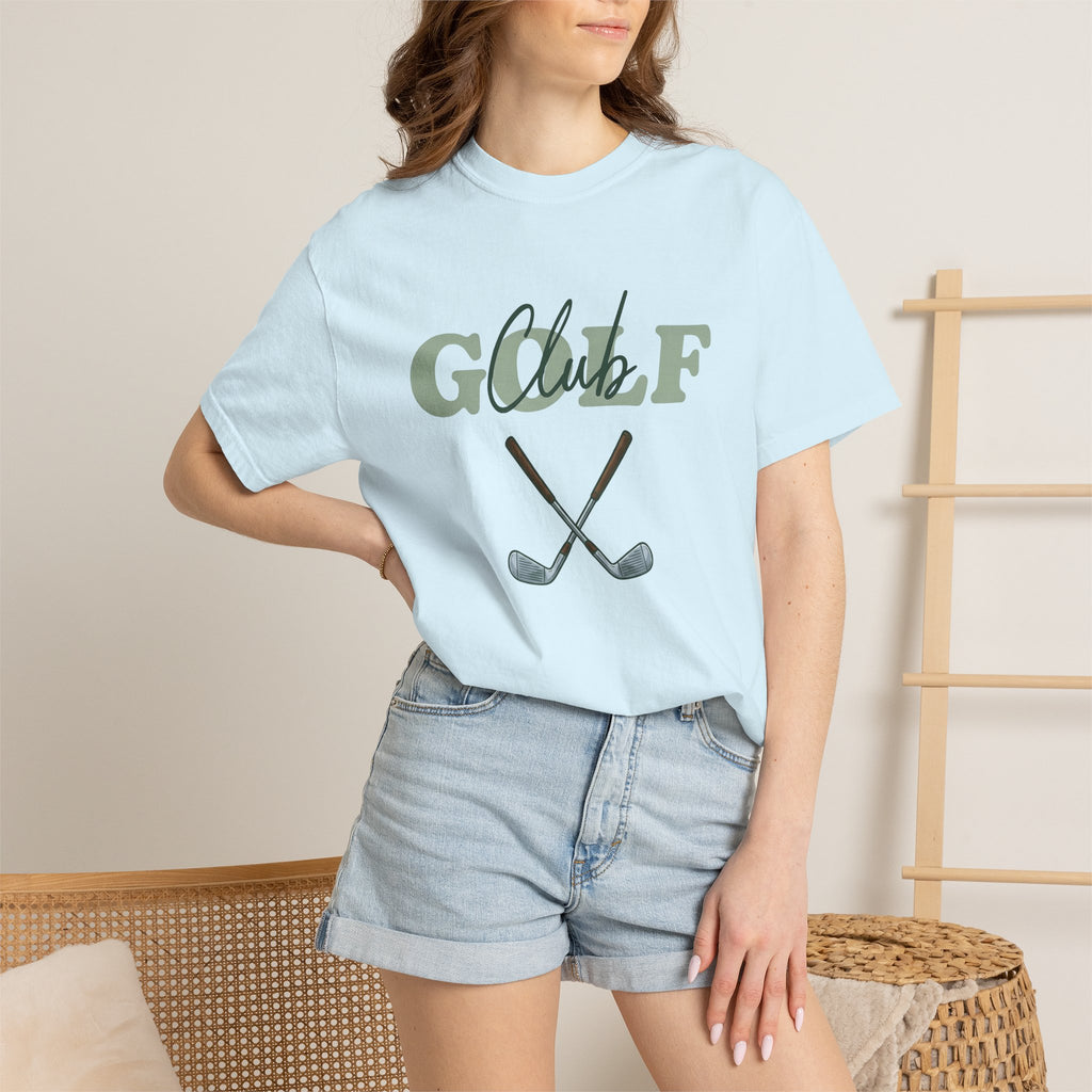 Golf Clubs Shirt Golf Outdoors Gift Women Modern Tee Golf Irons T-Shirt Golfer Enthusiast Contemporary Tshirt Nature Graphic Vintage Crossed