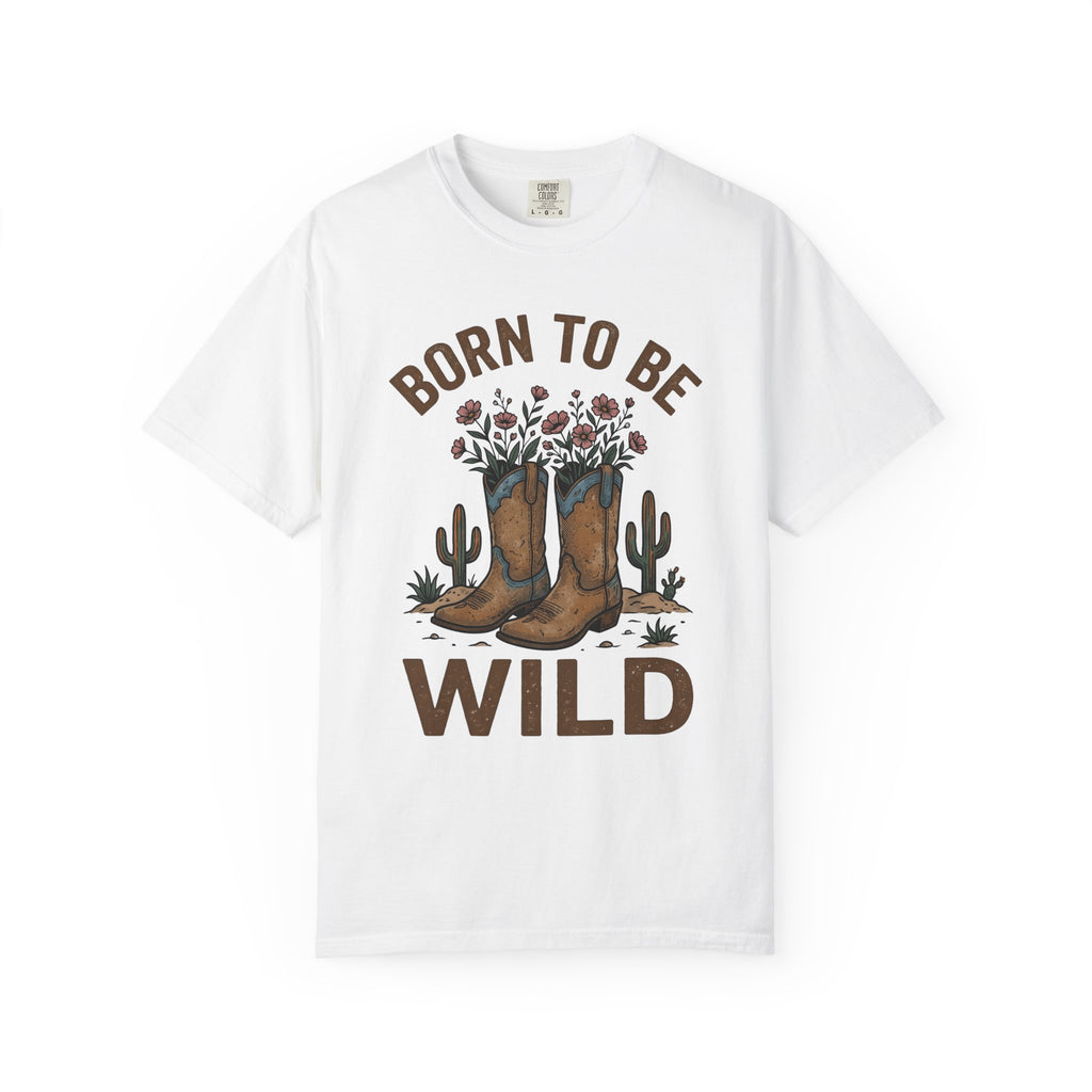 Leather Boots Blossoms Shirt Cowgirl Cowboy Gift Women Distressed Tee Boots T-Shirt Rodeo Fan Vintage Tshirt Cowboy Graphic Line Art Desert