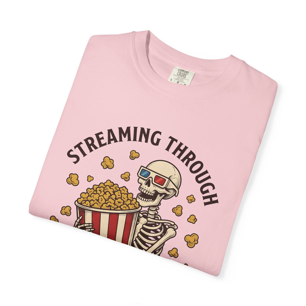 Skeleton Popcorn Shirt Skeleton Cinema Gift Women Cartoon Tee Popcorn T-Shirt Skeleton Fan Cartoon Tshirt Movie Graphic Hand Drawn 3d