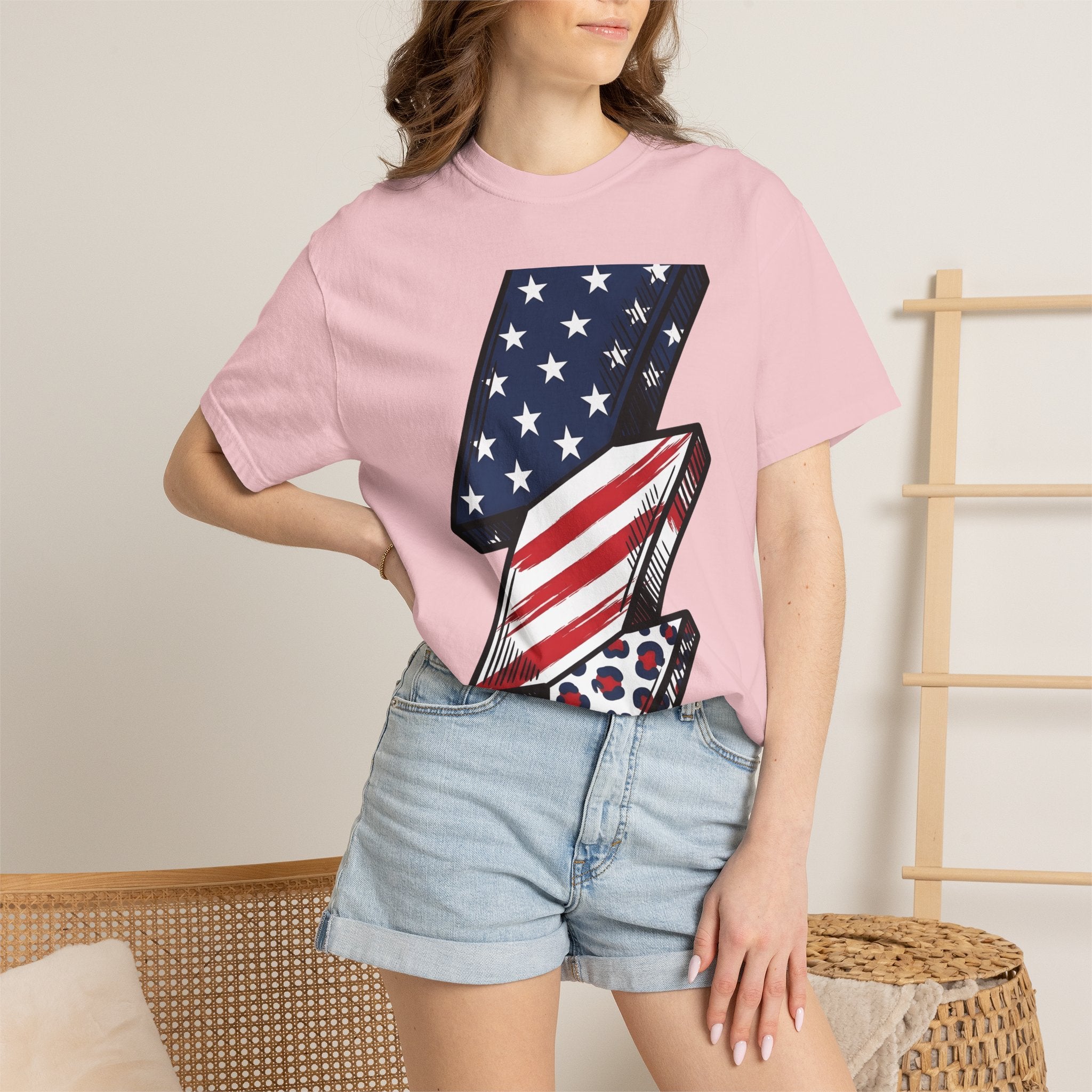 American Lightning Bolt Shirt 4th Of July Independence Gift Women Digital Art Tee Lightning T-Shirt Patriot Fan Graphic Tshirt Freedom
