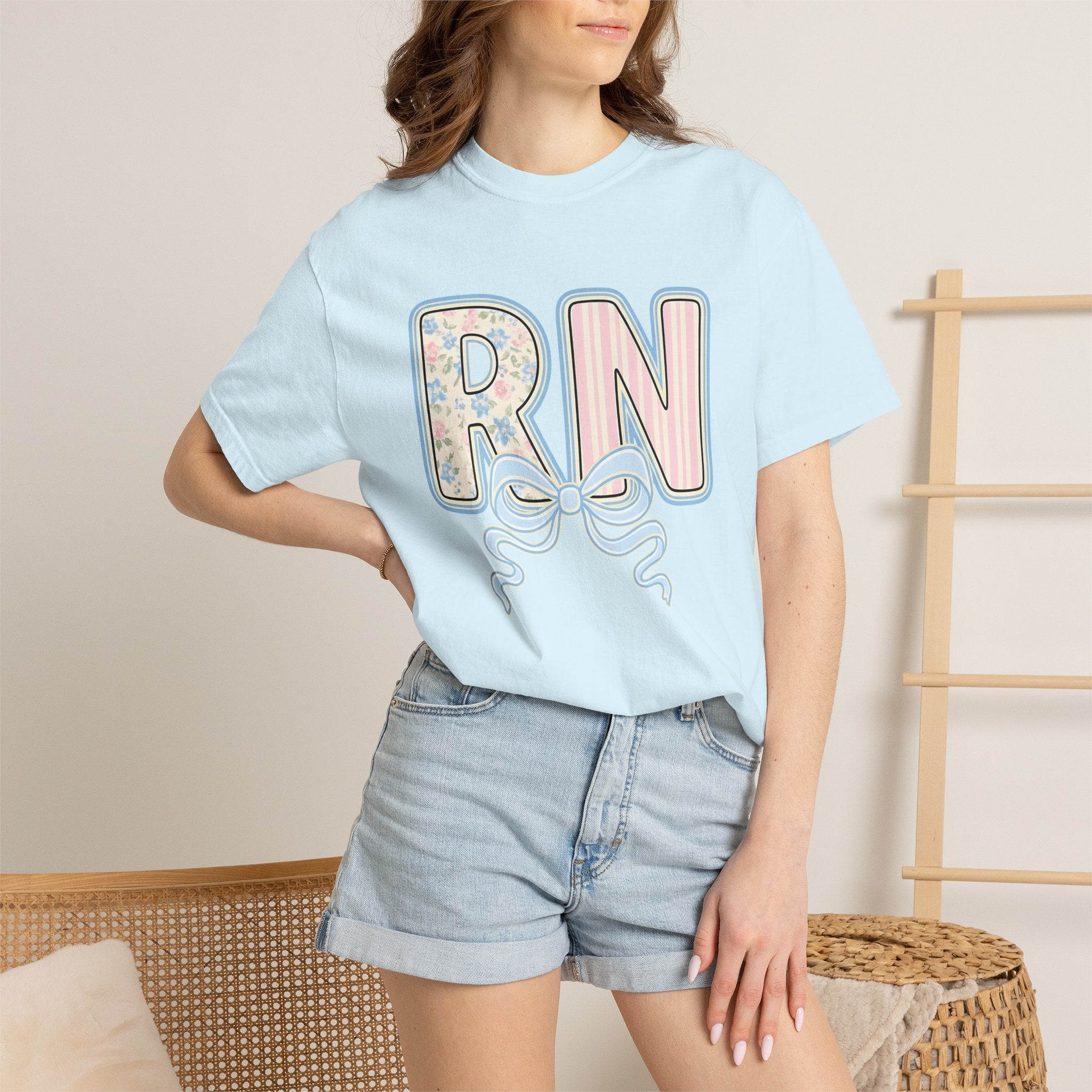 Bloom Monogram Shirt Nurse Appearance Gift Women Muted Hues Tee Monogram T-Shirt Healthcare Enthusiast Pastel Tshirt Beauty Graphic Classic